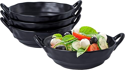 Tazones de sopa de porcelana con asas con capacidad para 19 onzas