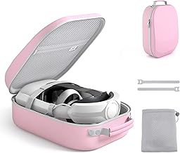 Pink Carrying Case for Oculus Quest 2/Meta Quest 3/Pico 4/Quest Pro, Compatible with Elite/Battery Headset Strap Accessories, Hard Travel Case
