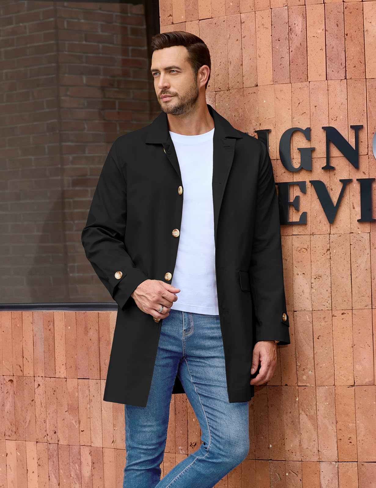 Xnova Herren Trenchcoat Leicht Mittellang Vielseitige Übergangsjacke