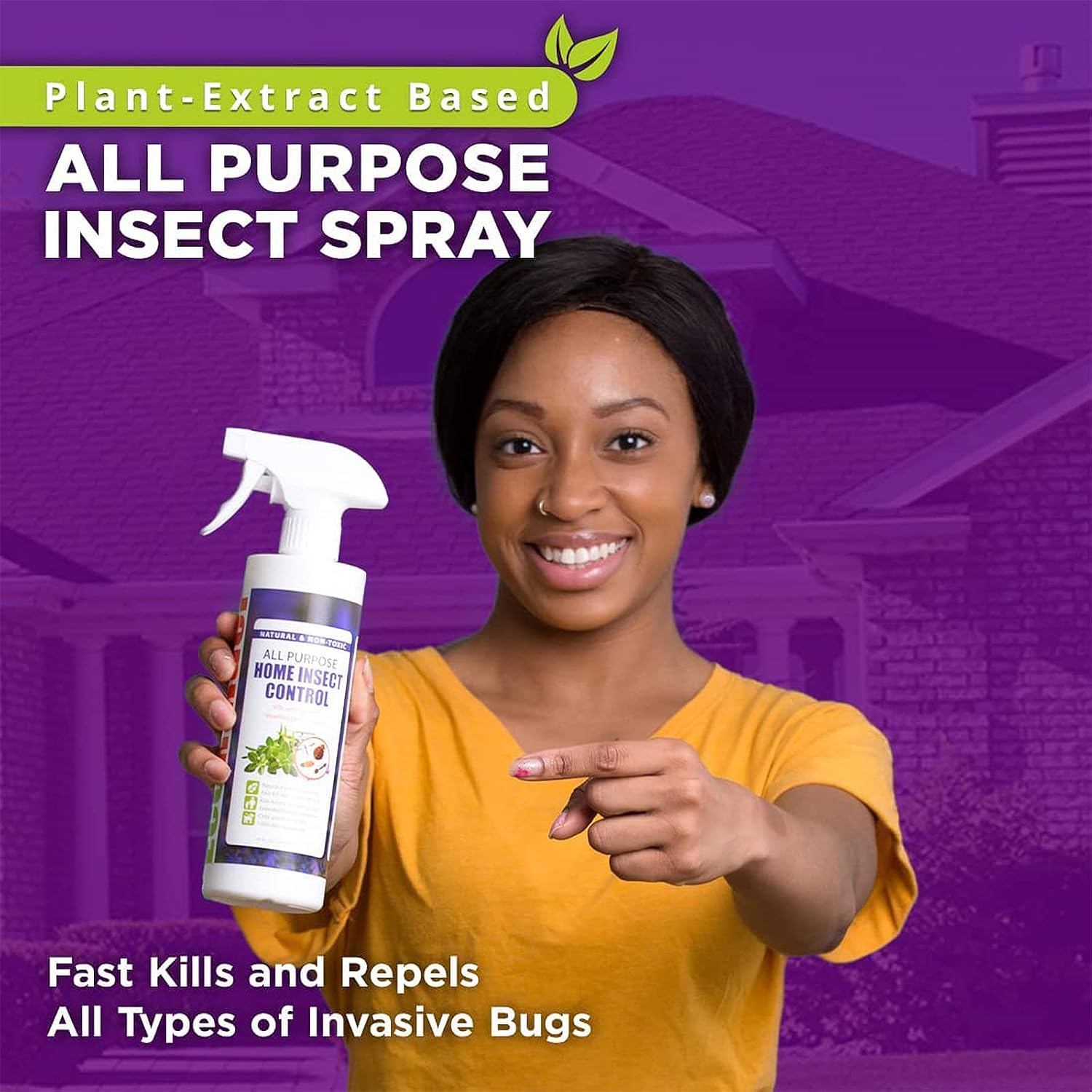 All Purpose Home Insect Control 1/2 Gallon with Trigger Sprayer,Fleas, Fruit Flies, Gnats, Moths, Roaches, Spiders, Fast Kill, Lasting Prevention, Kill Eggs, Plant Extract Based & Non-Toxic, Child & Pet Safe