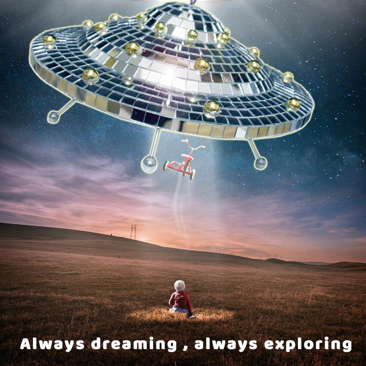 Amazon.co.jp: 弾性ロープ付きディスコボール UFO 宇宙船ミラー 反射