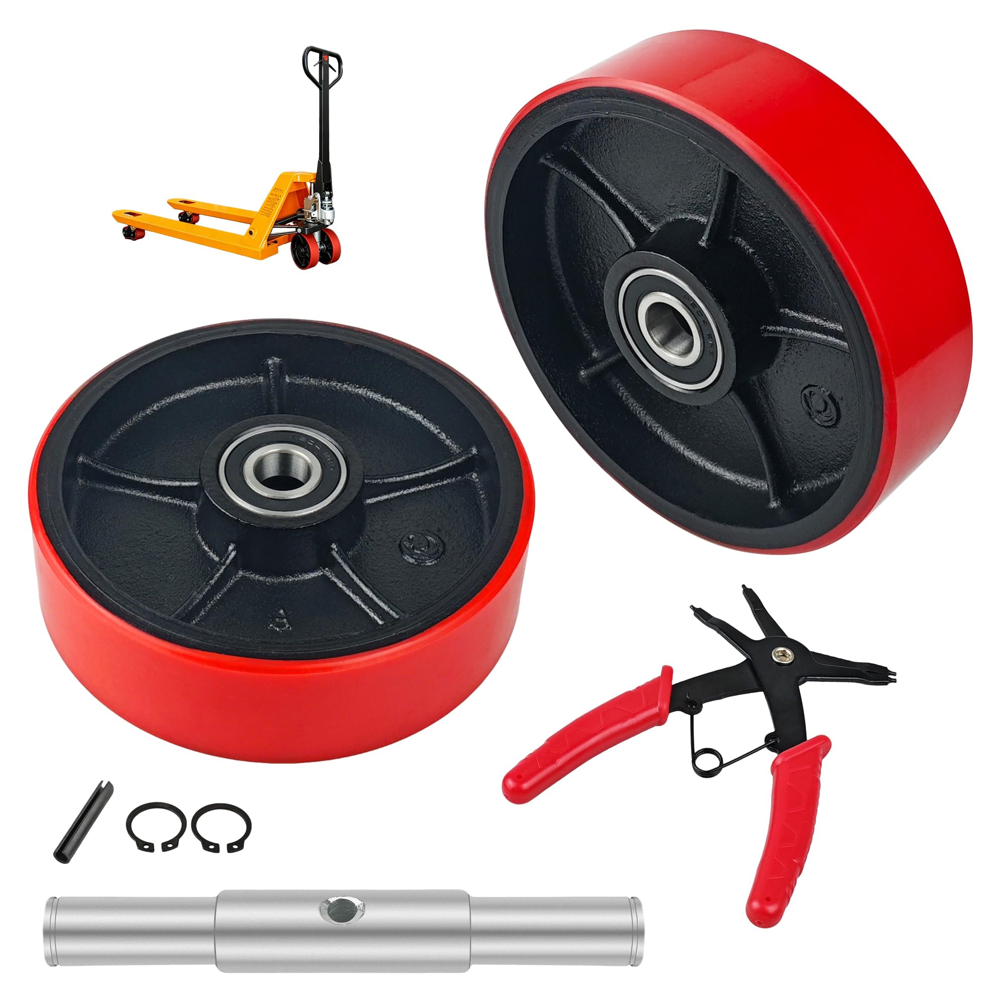 7x2 In Pallet Jack Steering Wheels Heavy Duty Replacement Parts, 2 Pcs