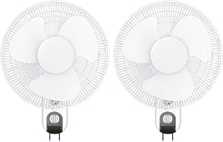 InfiniPower Simple Deluxe Adjustable Tilt, Quiet Operation Household Wall Mount Fans Oscillating, 2 Pack, White