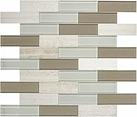 Vista 1 de Daltile SimplyStick Mosaix Mosaix - Mosaico de ladrillo de 1.25 x 4 pulgadas para despegar y pegar de piedra caliza y vidrio, color blanco chenilla