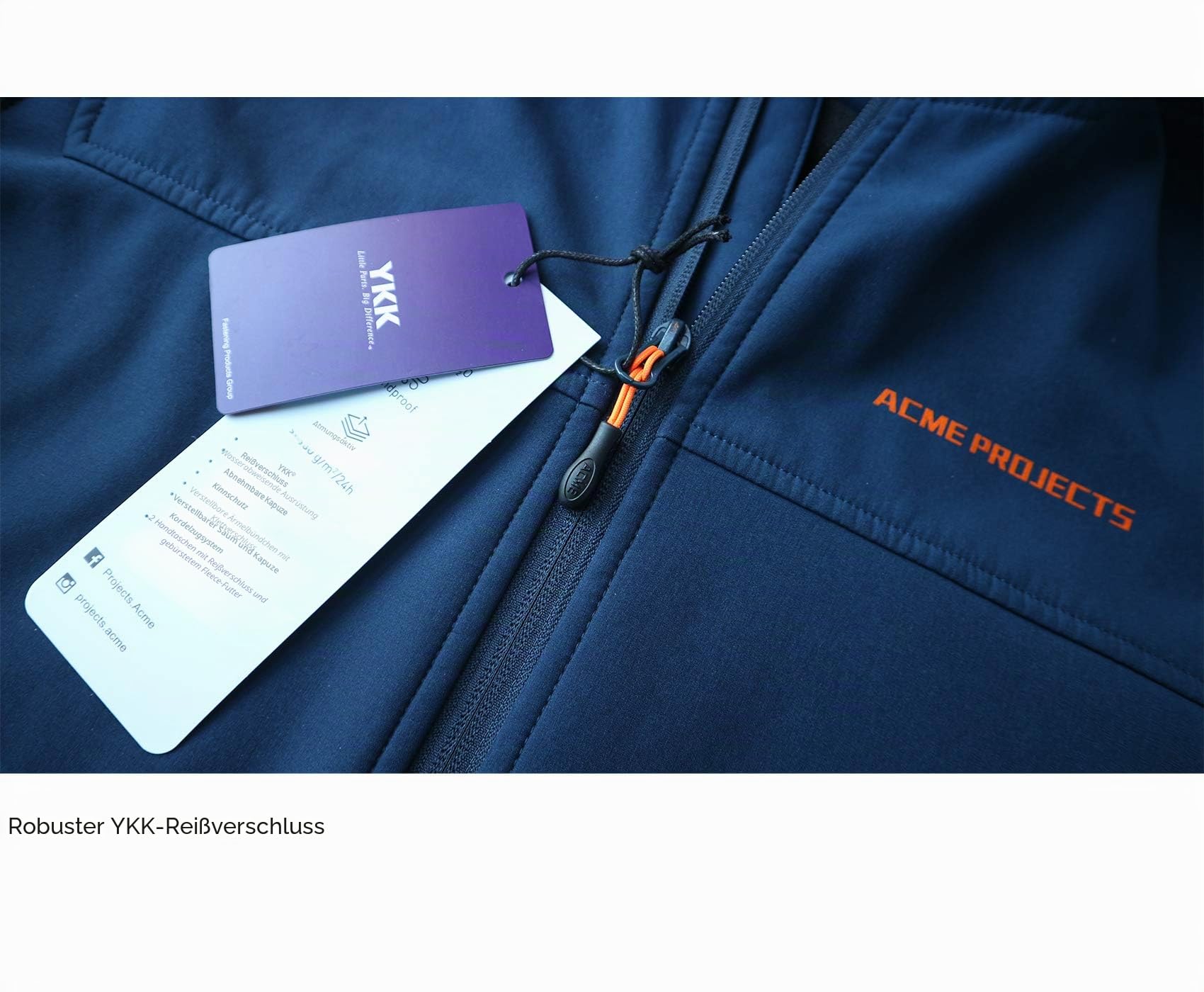 Acme Projects Fleece-Gefütterte Softshell-Jacke Herren Abnehmbare Kapuze Wasserdicht Winddicht Atmungsaktiv 8000mm/5000g YKK-Reißverschluss Wandern Radfahren Camping