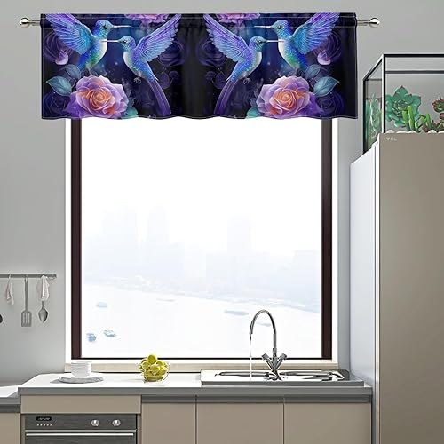 Miniatura 29 de DISNIMO Van Gogh - Cenefas de noche estrellada para ventanas, cenefa de cortina de cocina, 54 x 18 pulgadas, cortinas cortas azules para decoración