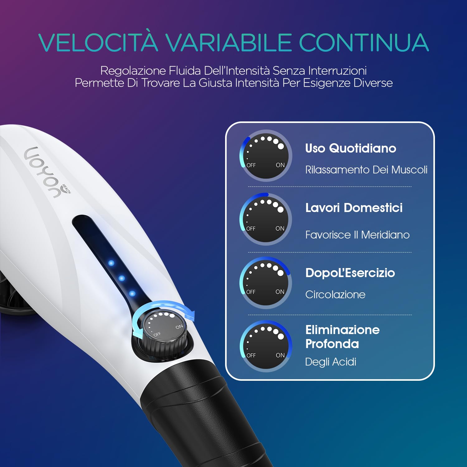 VOYOR-HEALTH Massaggiatore Schiena Elettrico Palmare per Collo e Spalle | Massaggio a Percussione Elettronico Senza Fili con 3 Teste di Massaggio, Ideale per Schiena, Gambe e Piedi, MH560