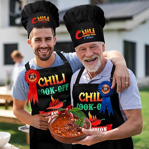 Miniatura 6 de 3 piezas Chili Cook Off Chef Hat Chili Cook Off Premios 1er 2do 3er Lugar Chili Cook Off Trofeos Unisex Sombrero de cocina ajustable