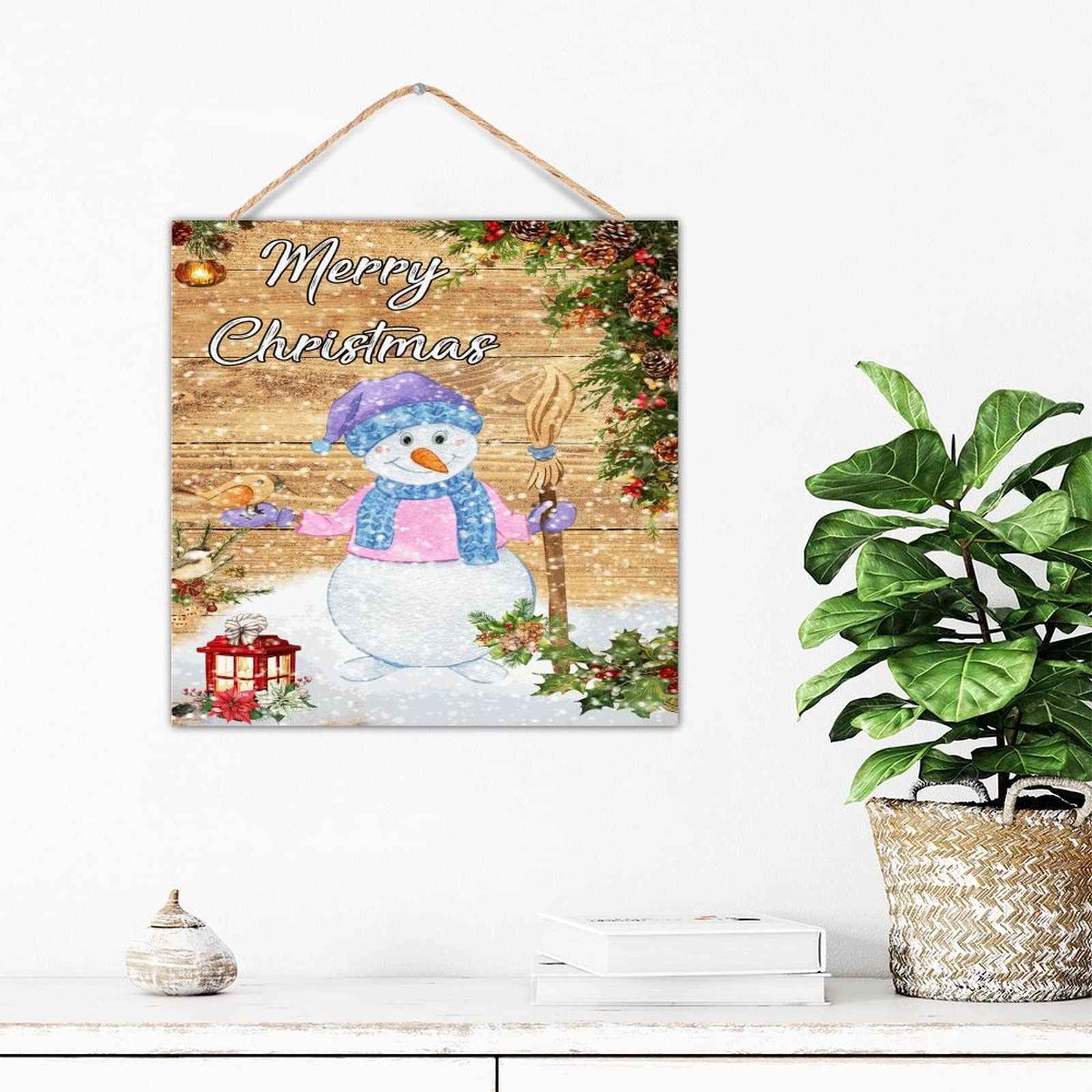 Panneau de motivation amusant en bois Merry Christmas pour sourire en famille