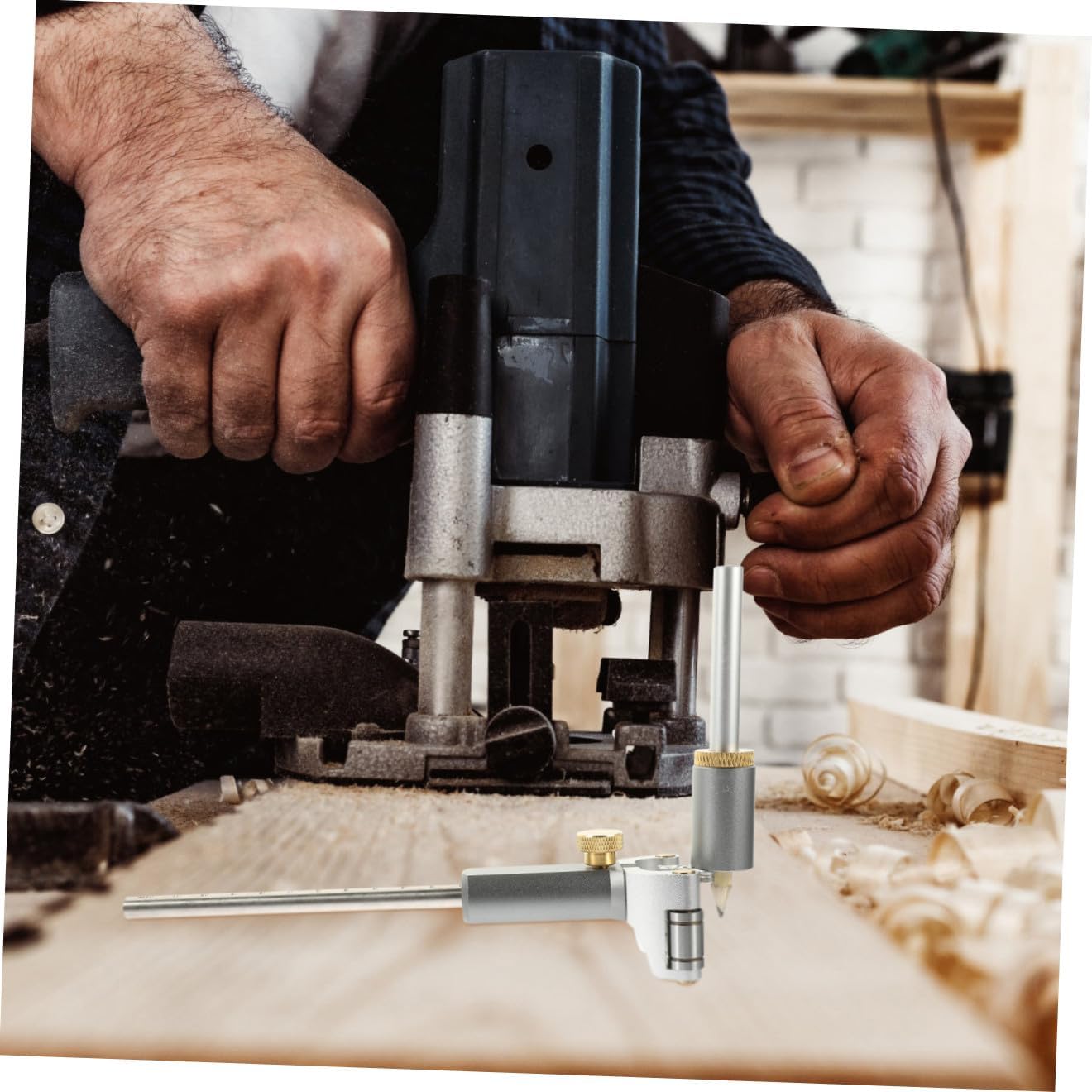 Sturdy Woodworking Tool Multi-function Parallel Ruler Wheel Marking for Outdoor Use Random Color