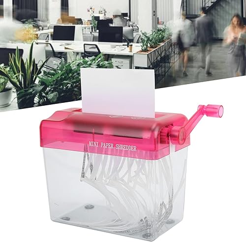 Miniatura 3 de Kudoo Trituradora manual, trituradora de papel de manivela, A6, mini trituradora totalmente transparente, funciona manualmente, corte cruzado,