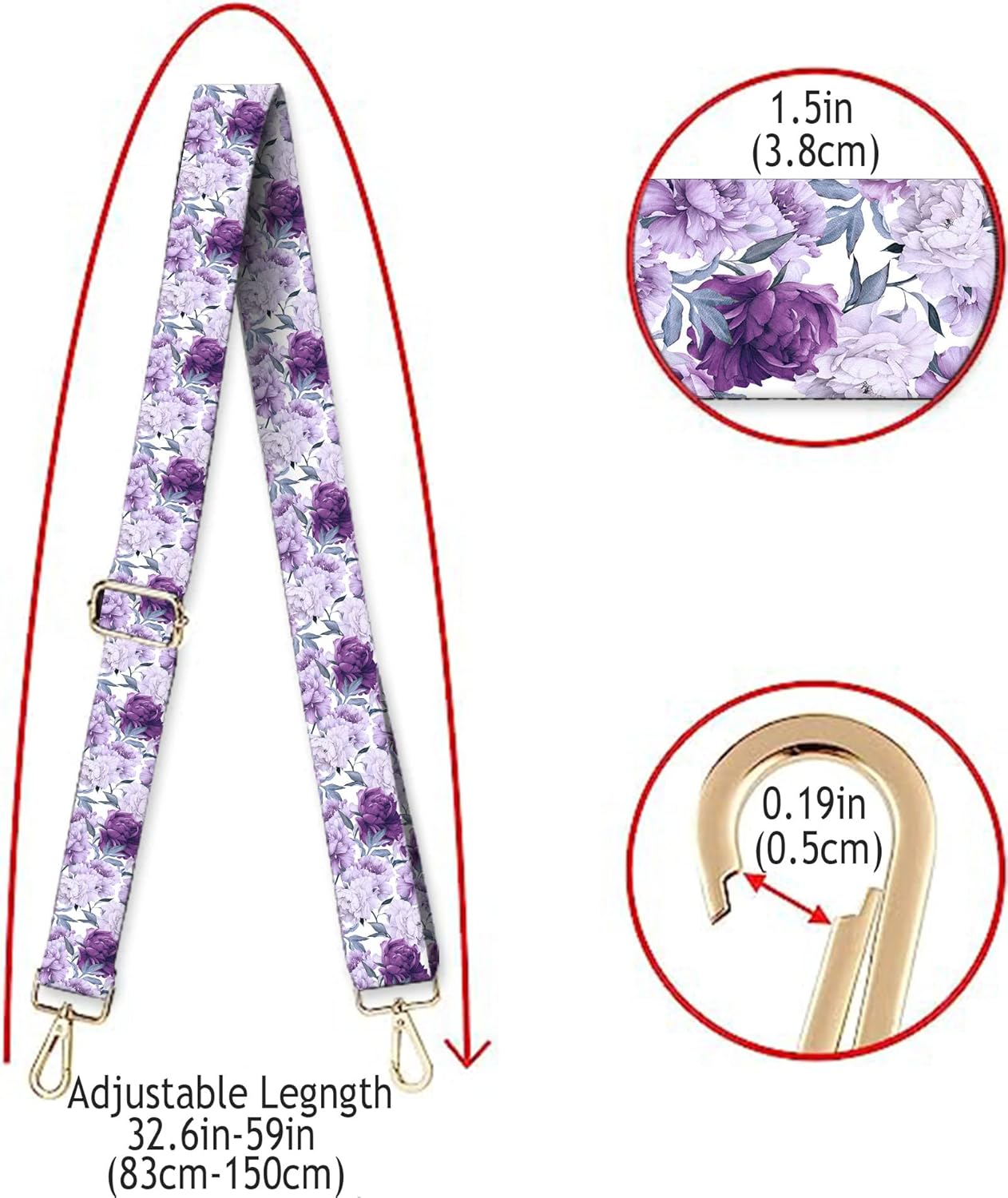 Wide Purse Strap Replacement Crossbody Handbag Shoulder Strap Adjustable Bag Straps Replacement - Image 2