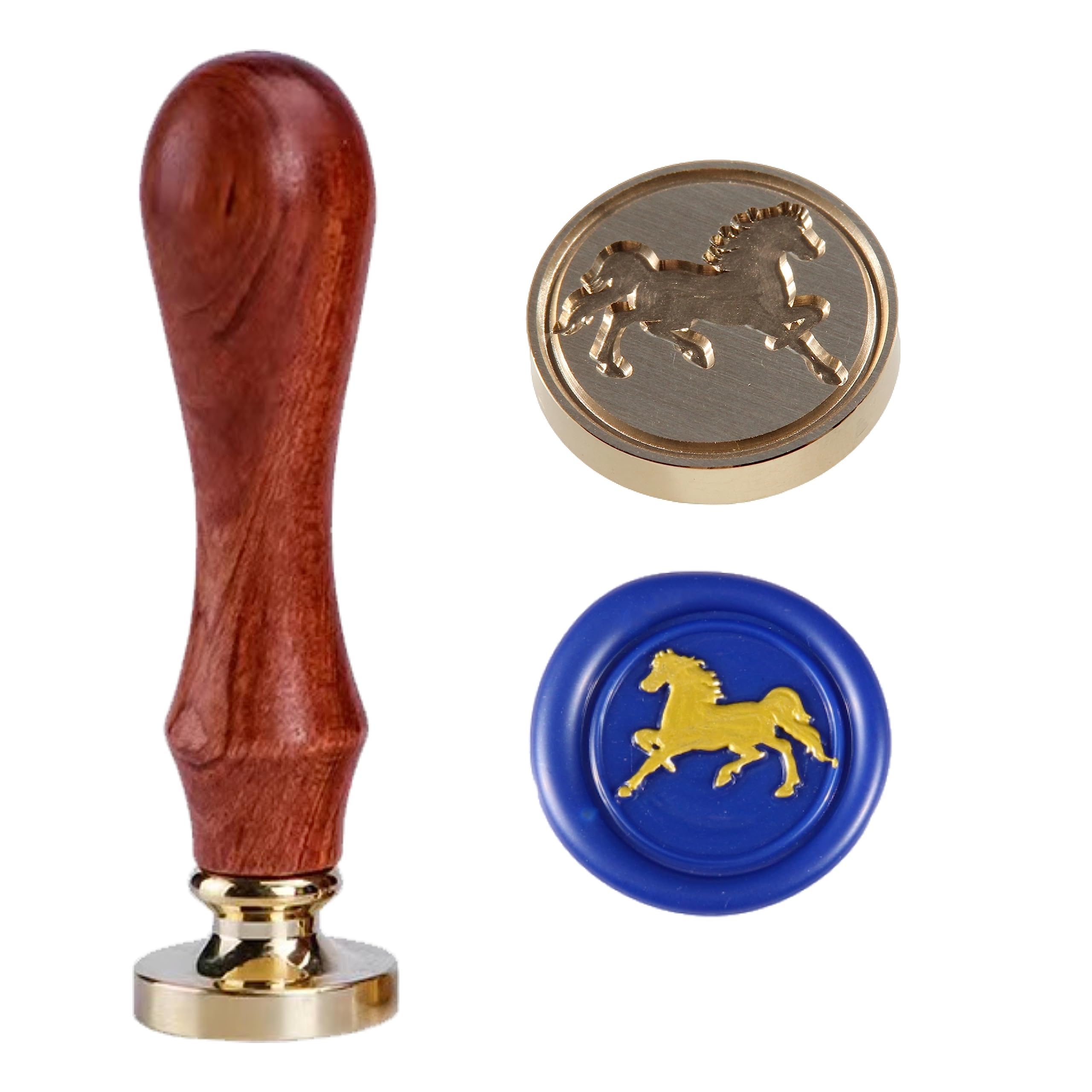Timbro A Cera Celtico Con Cavallo - 2.5 Cm In Ottone E Manico In Legno | Per Sigilli Vintage E Creativi