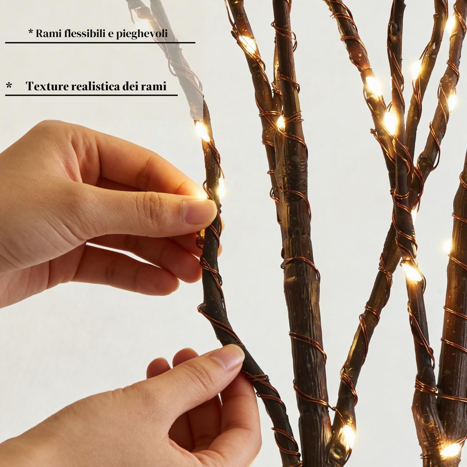 Hairui Rami di Salice Illuminato Marrone Decorazione Luci 32in 100LED Batteria Ramoscello Branch Luci illuminato per vacanze Decor Interno ed Esterno 2 Pachi(vaso escluso)