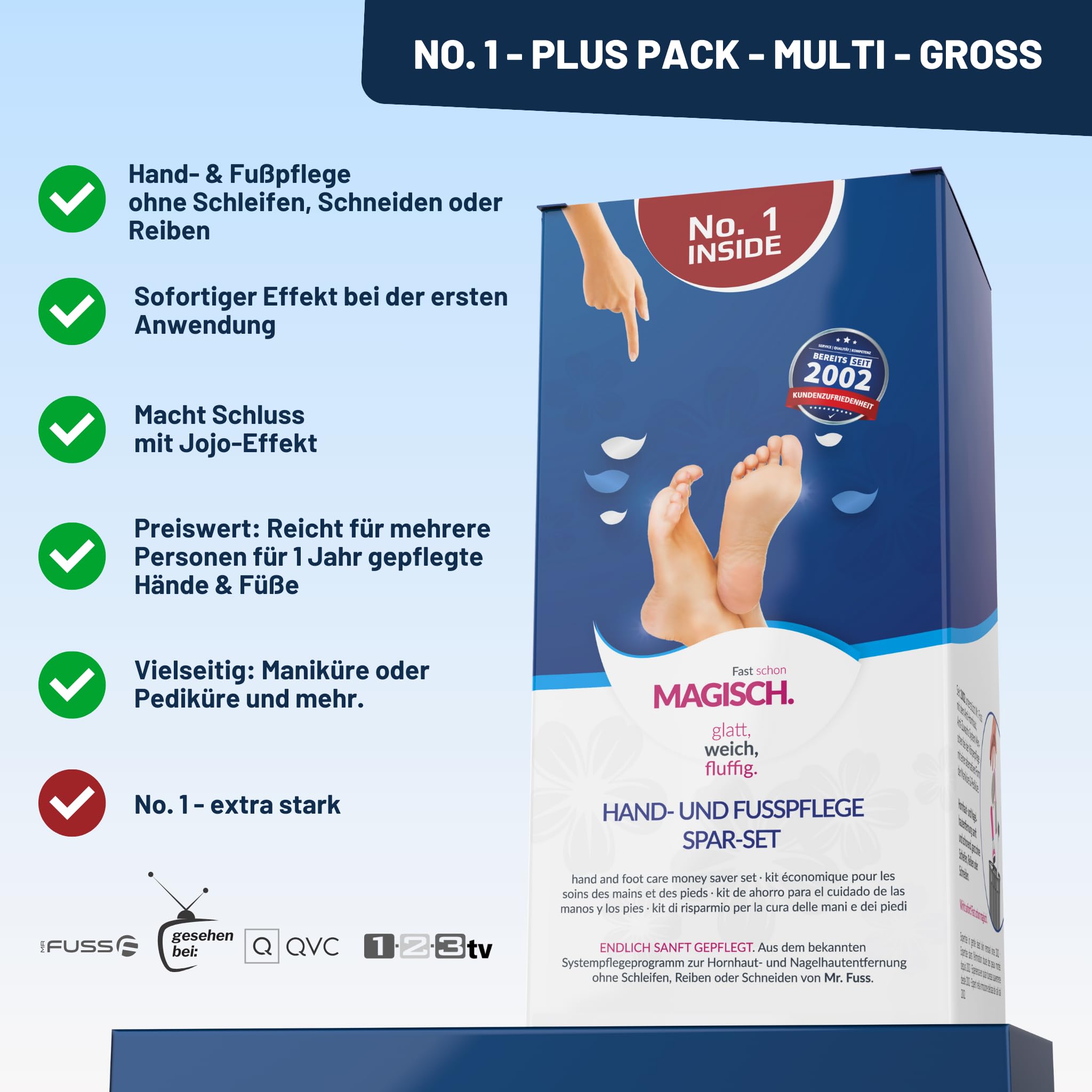 Mr. Fuss® No. 1 - Plus Pack Multi – Grande, per cuticole e cuticole, confezione risparmio da 3 pezzi, soluzione attiva, ammorbidente rapido e forte, 500 ml, ovatta, multitool