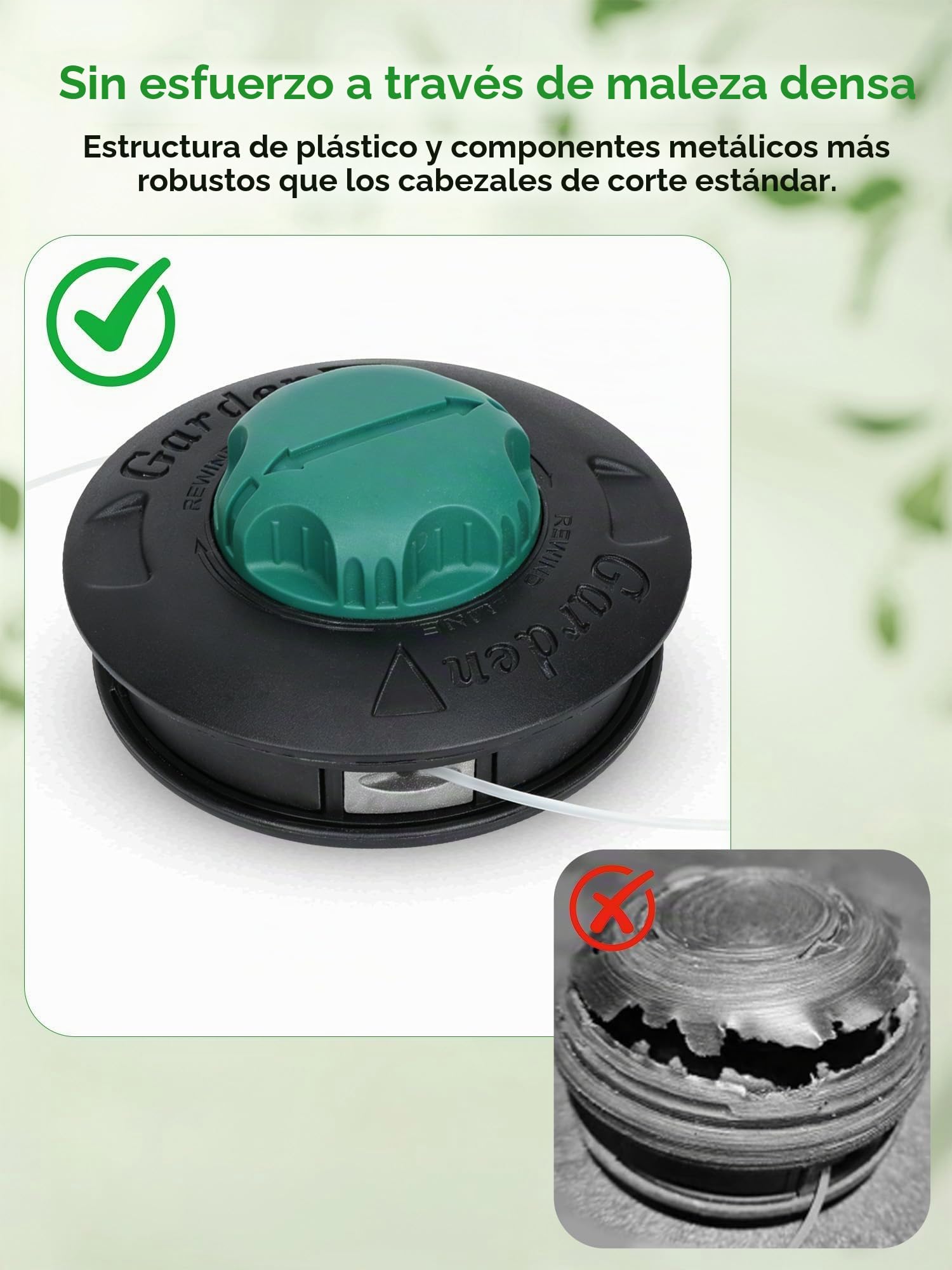 SUNMON Cabezal de Corte para Desbrozadora M10 x 1,25 LG con Carrete Universal 7 m x 3 mm, Cabezal Automático Tap & Go para Cortadora de Desbrozadora y Cortacéspedes