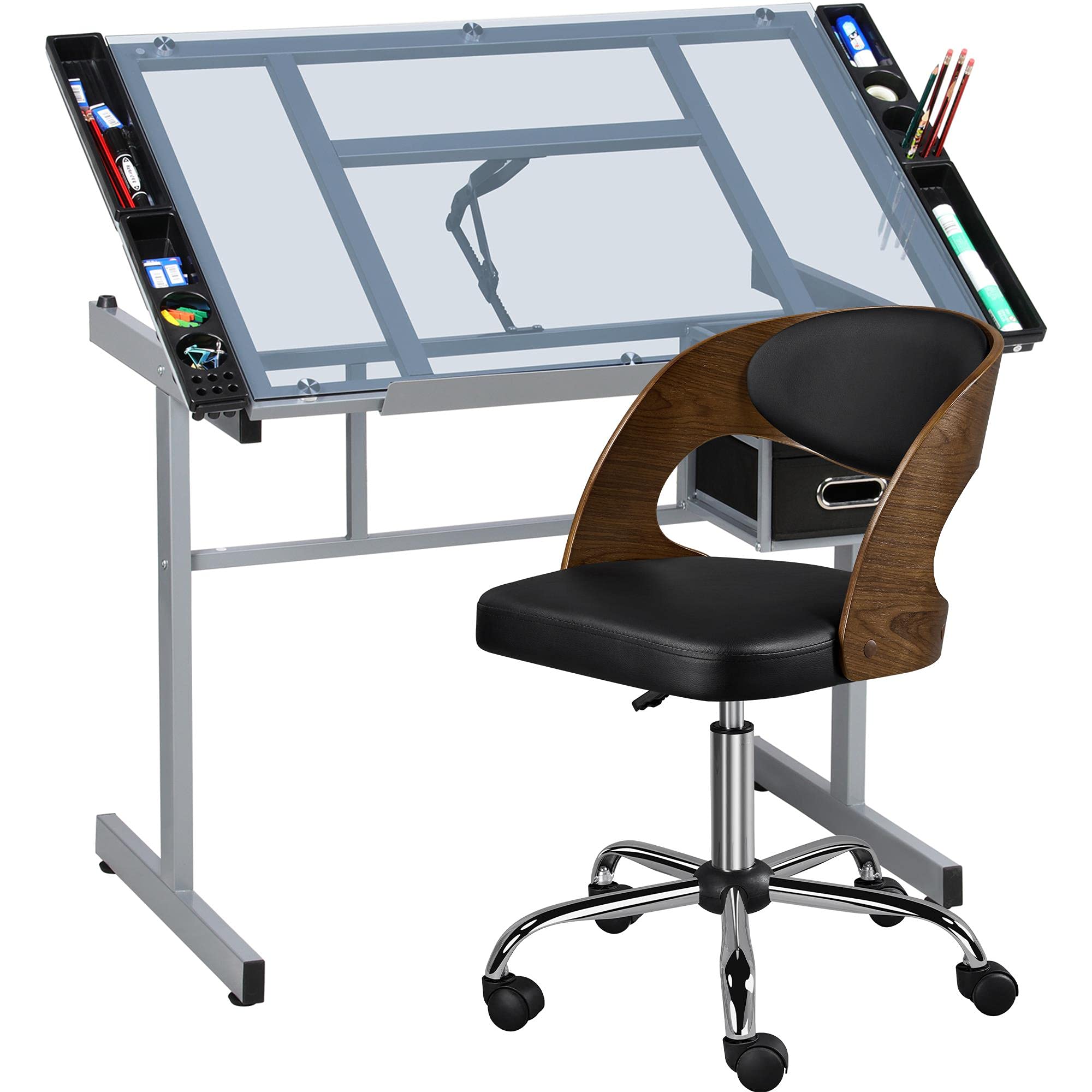 Buy Yaheetech Drafting Desk Drawing Table Art Desk w/Height Adjustable