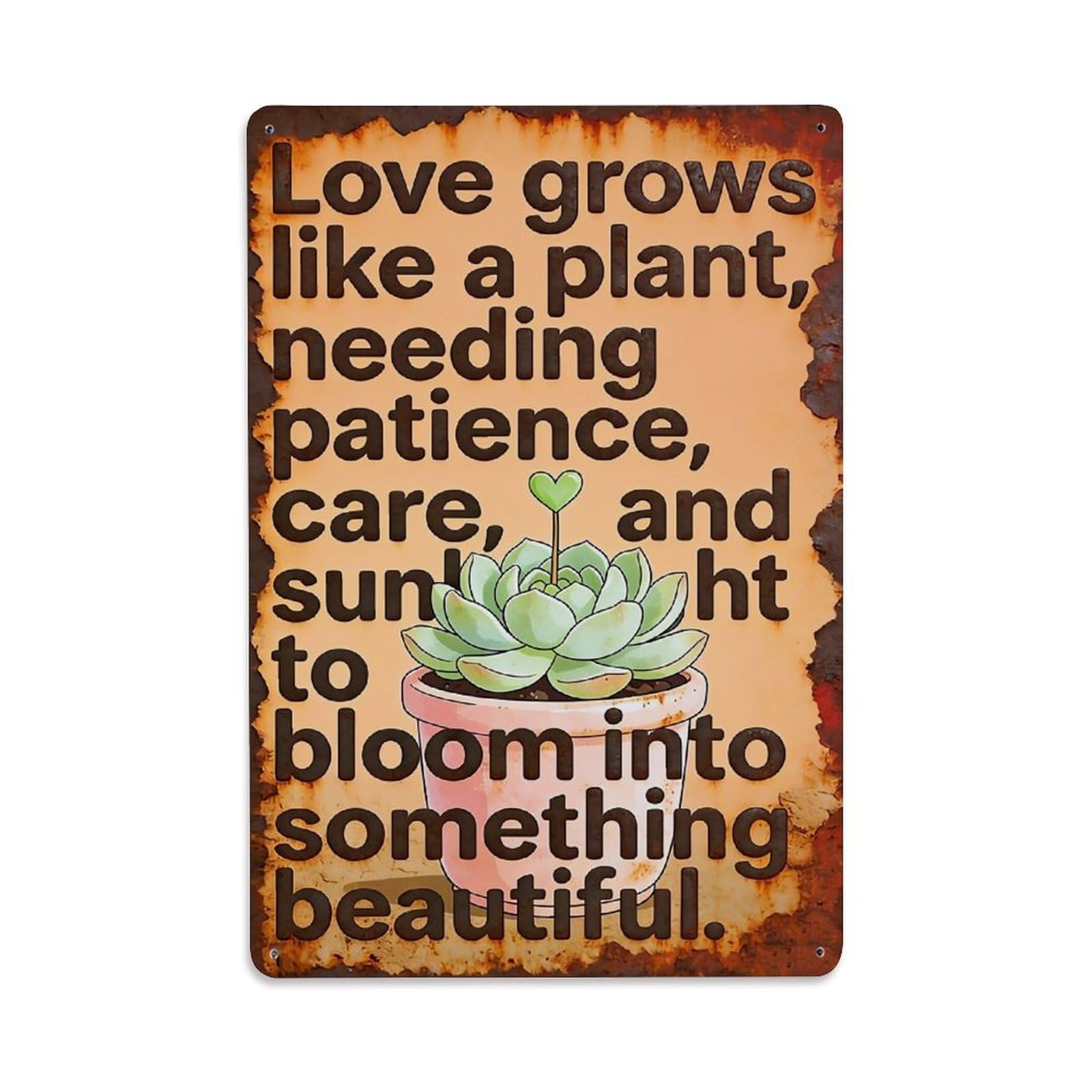 Jdfenggu Vintage Love Grows Like Plant Care Retro Metal Tin Sign, Decor Art Poster For Bar, Home, Man Cave, Kitchen, Laundry Room Gift 8X12inch