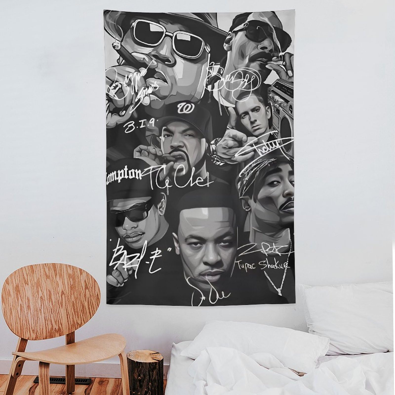Poster da parete con motivo cantante rap hip hop con stelle (25), arazzo da parete, arazzo da parete, decorazione per soggiorno, camera da letto, 152,4 x 228,6 cm