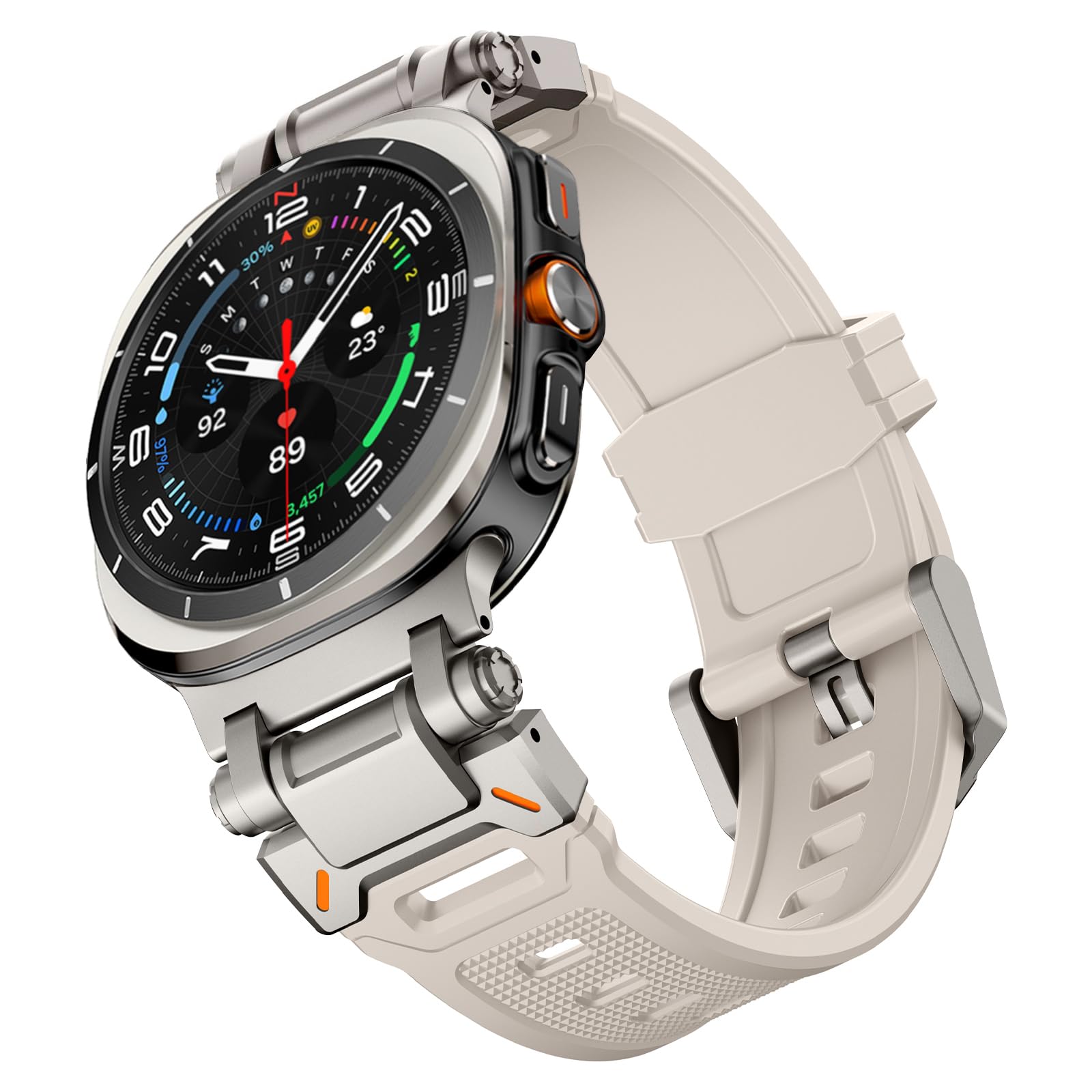 WINGLE for Galaxy Watch 8/8 Classic/Watch Ultra Bands 47mm 40/44/46mm Samsung Men Silicone Rubber Sport Bands Rugged Durable Armor Military Band with Stainless Steel Metal Connector