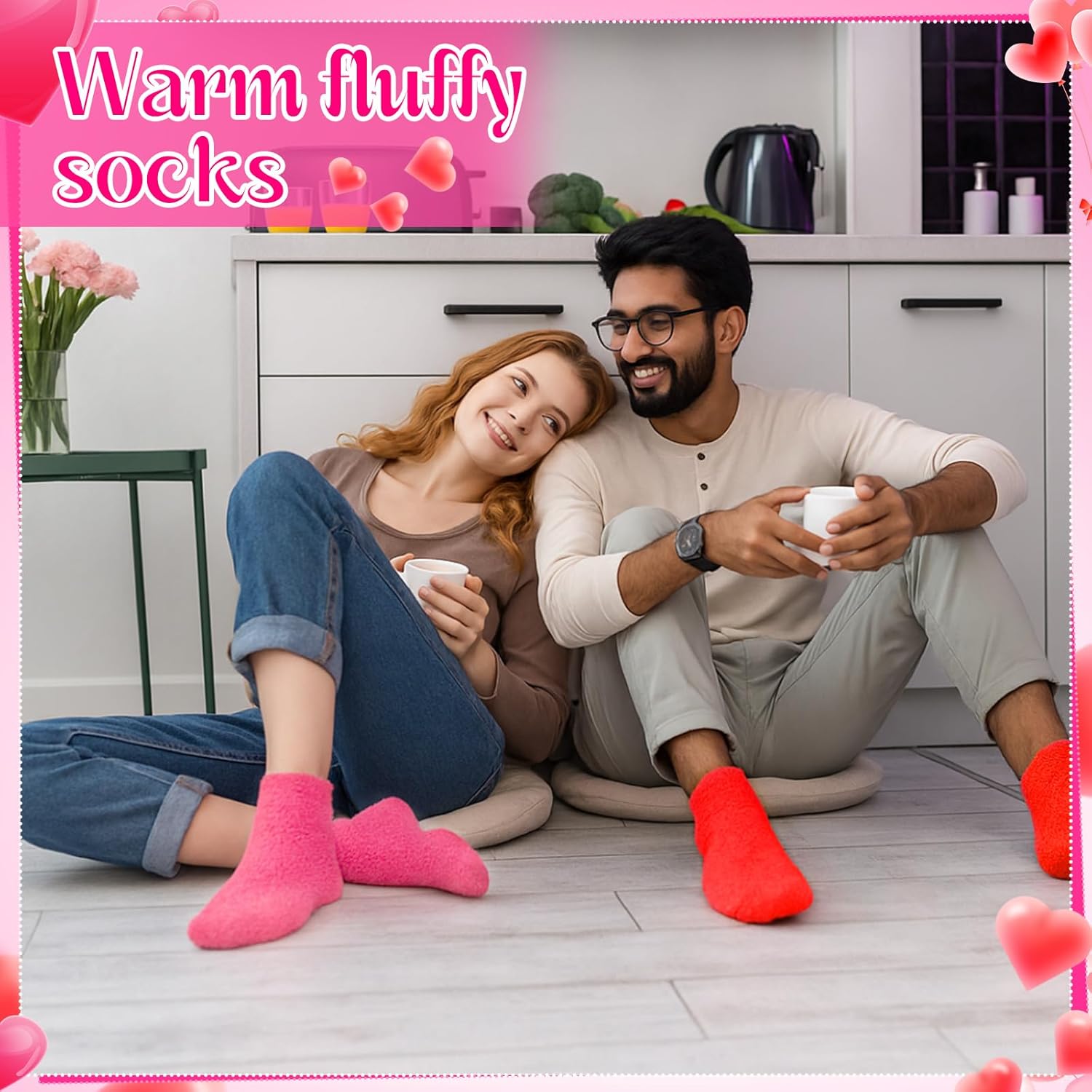 Foaincore 24 Pairs Valentines Women Fuzzy Socks Bulk Cozy Fluffy Winter Warm Socks Pink Red Soft Sleeping Gifts for Valentine's Day - Image 2