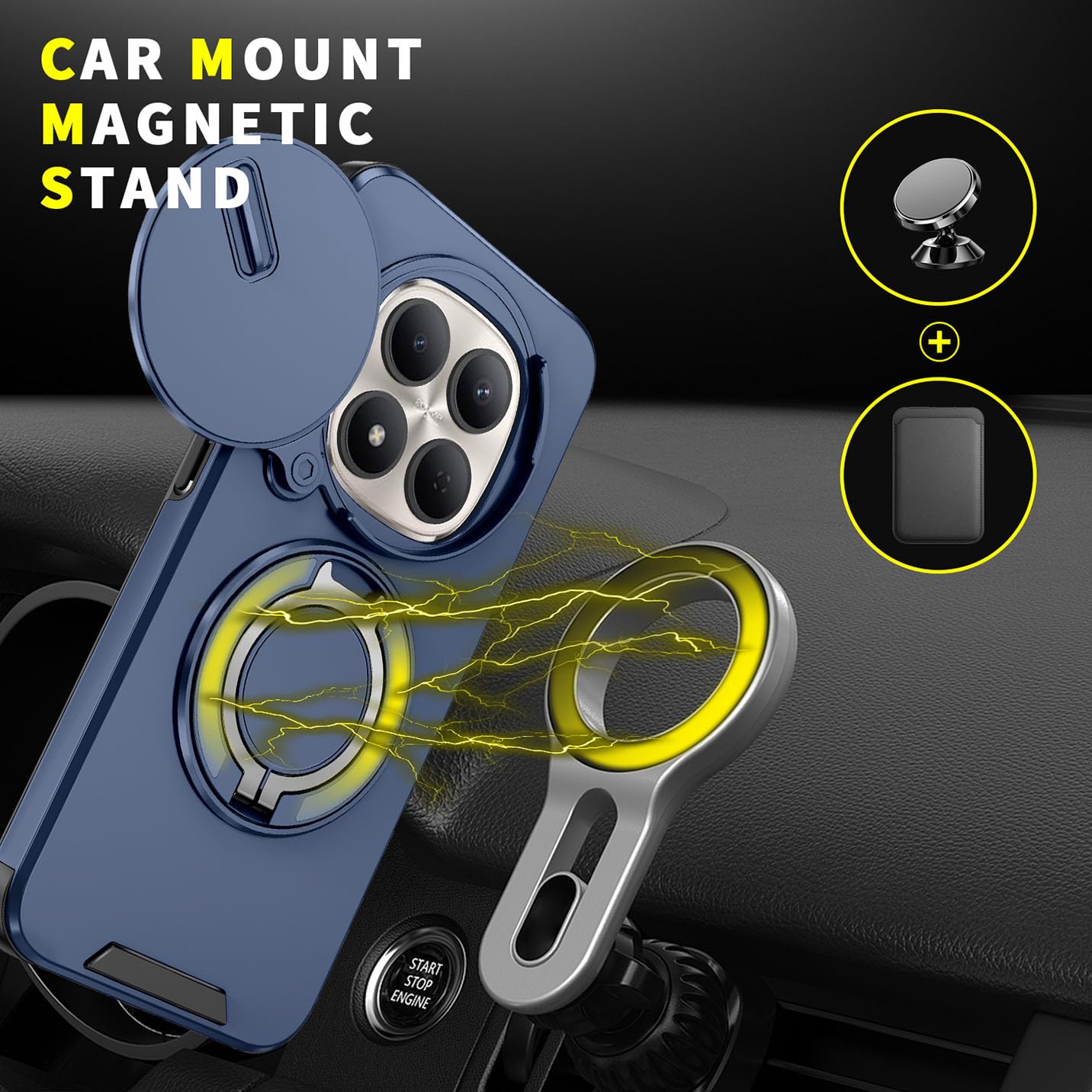 BORYA Etui na Xiaomi Redmi Note 15 Pro 5G, Odporny na wstrząsy PC+TPU Silikonowa obudowa, Anty-upadkowa obudowa klasy wojskowej. Etui z obrotem 360° Uchwyt i osłona aparatu, niebieski