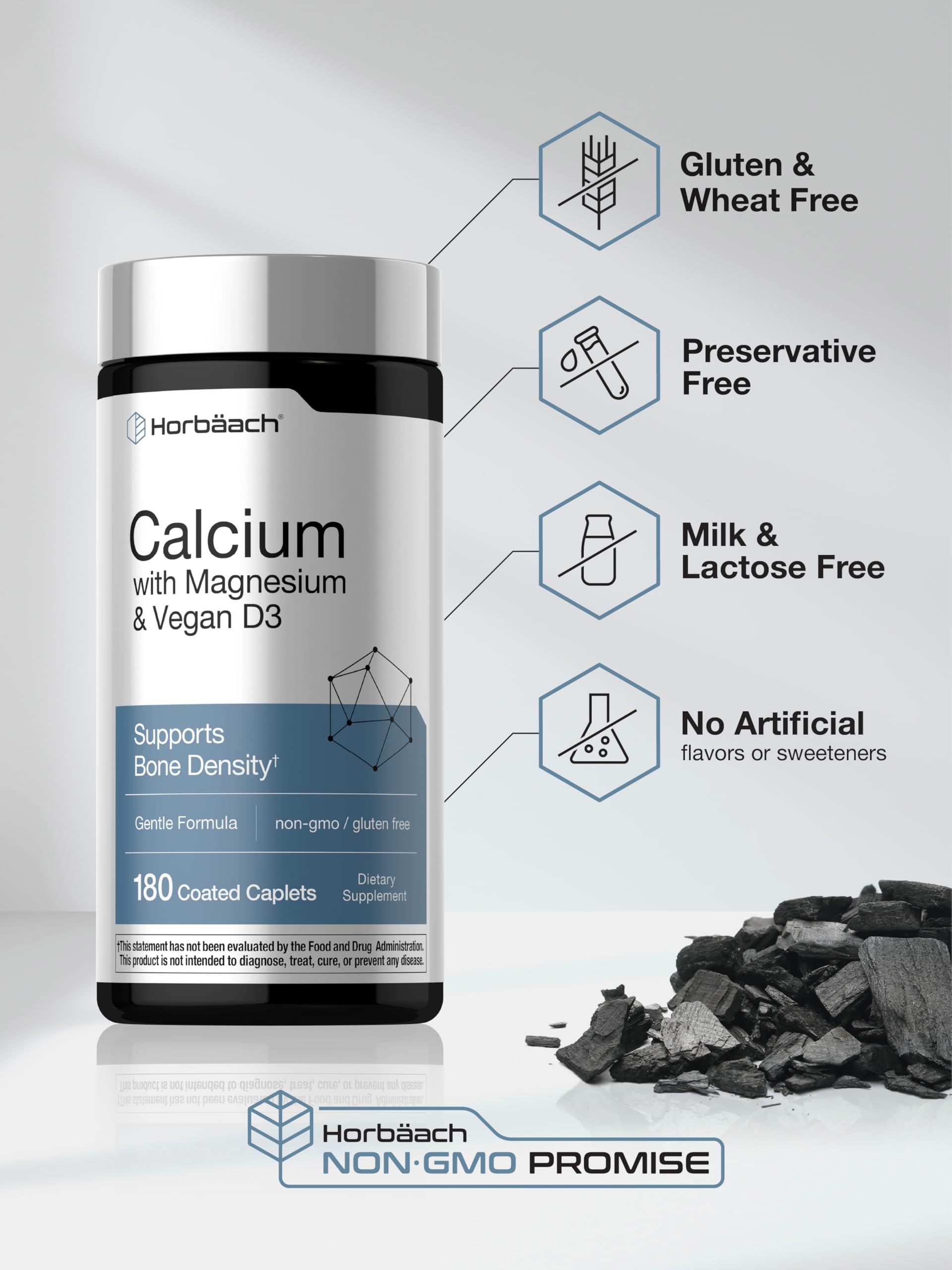 Horbäach Calcium Magnesium D3 | 180 Coated Caplets | Supports Bone Density — Amazon image 5