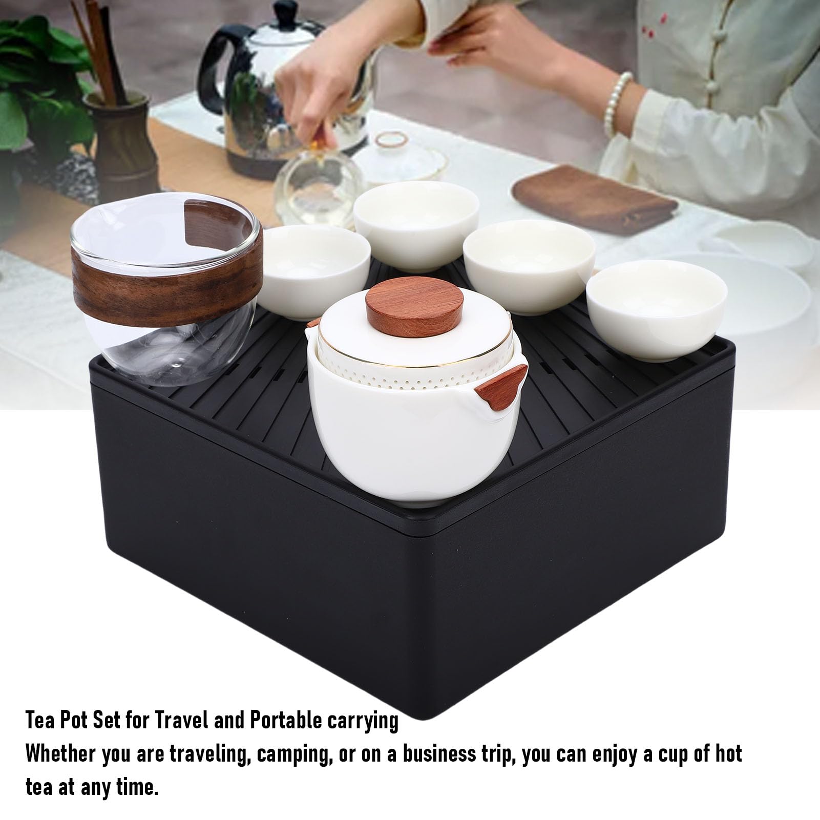 Zestaw do Chińskiej Herbaty Kung Fu, Ceramiczne Zestawy do Herbaty Kung Fu z 4 Filiżankami, Przenośny Chiński Zestaw do Herbaty Gongfu Porcelanowy Japoński Czajniczek