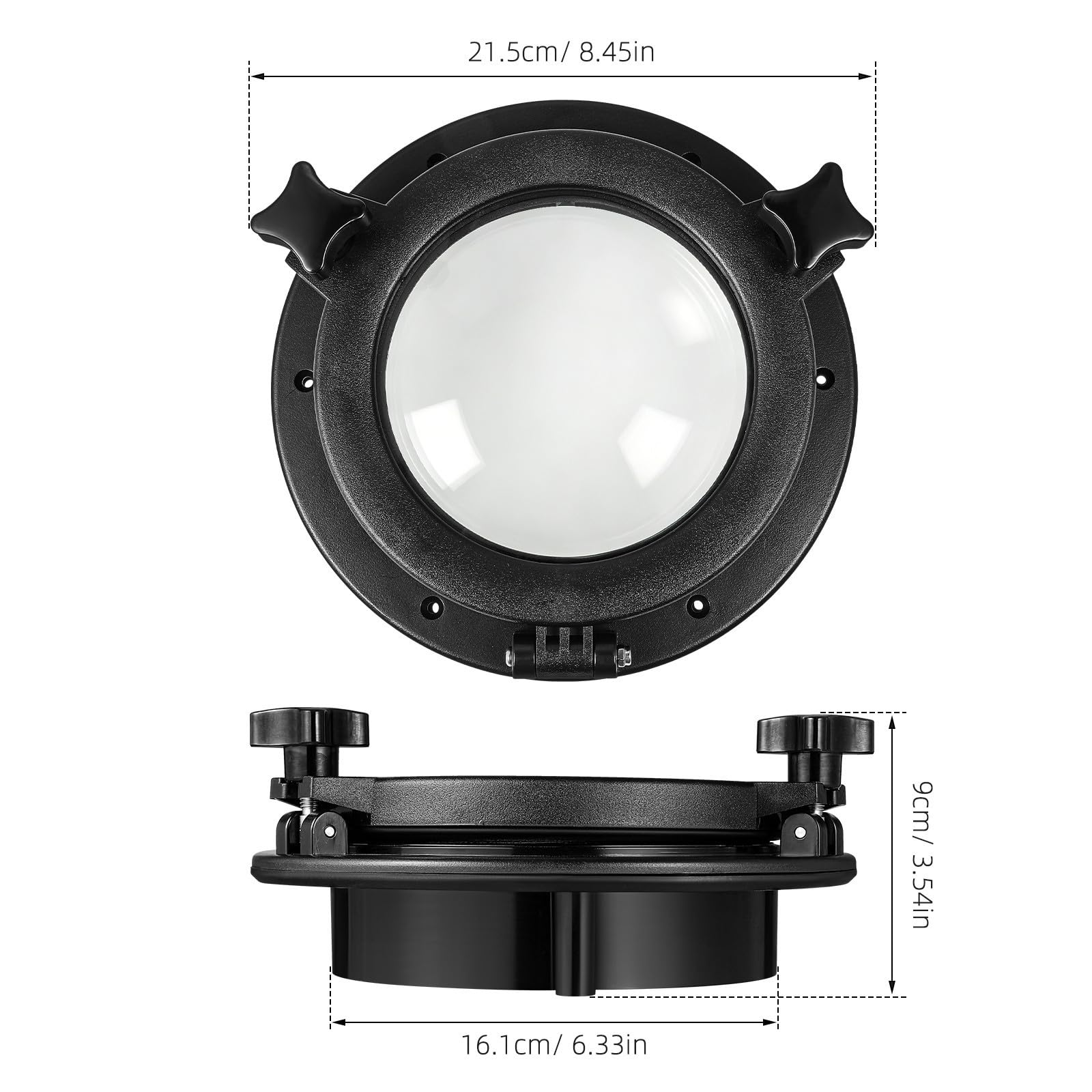 ifundom Tapa de Ojo de Buey de Barco Redonda 20,9cm Negro