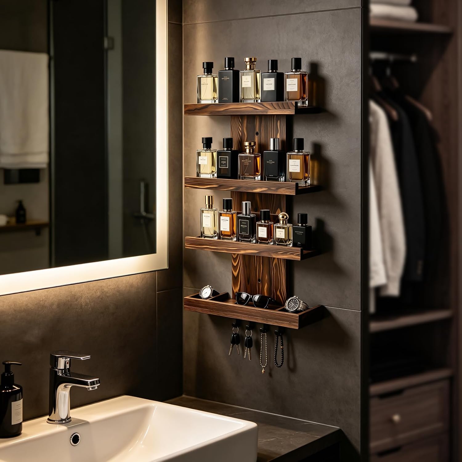 Cologne Organizer for Men, Wall-Mounted Perfume Storage Display Shelf