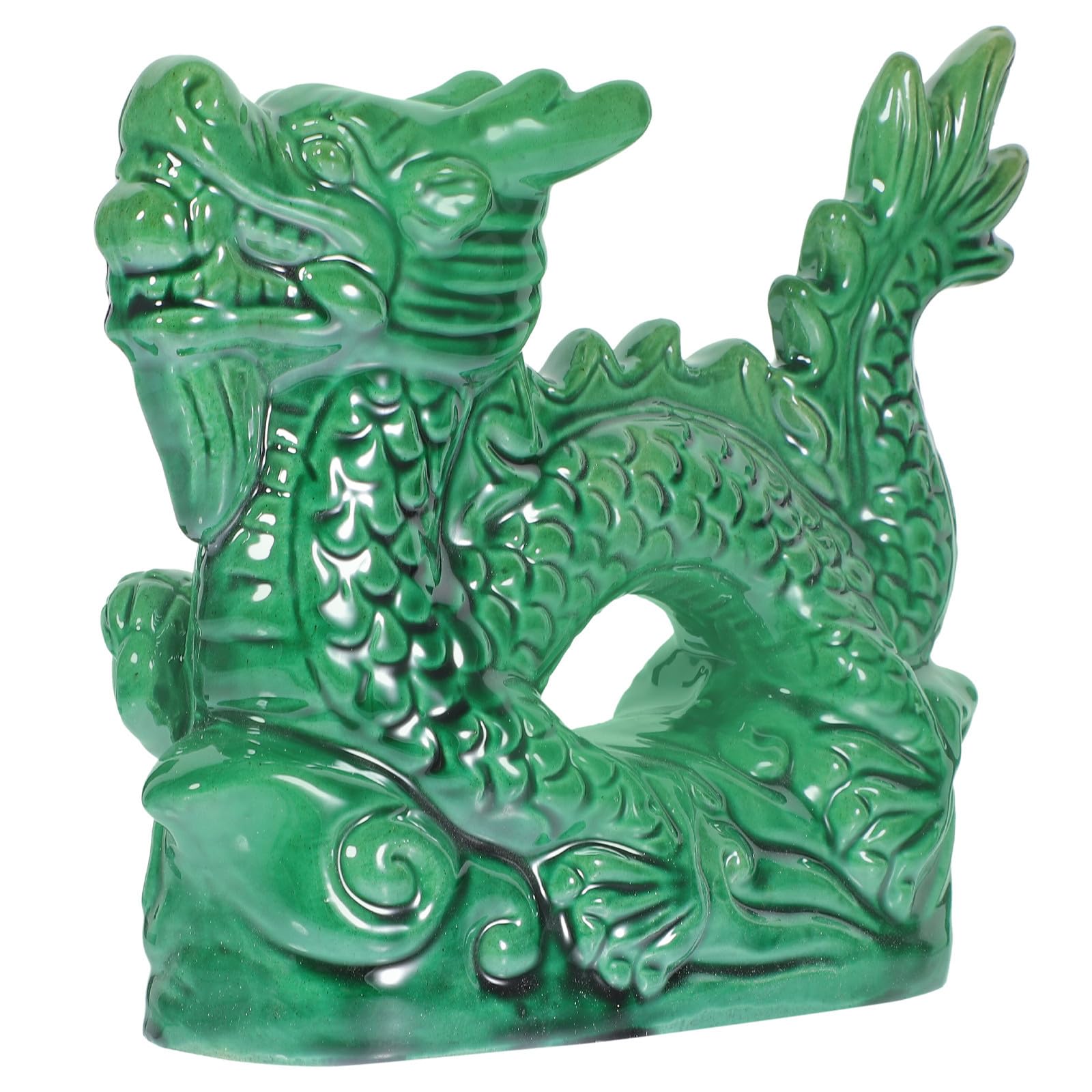 Figurine dragon céramique verte : sublimez le design de votre bureau