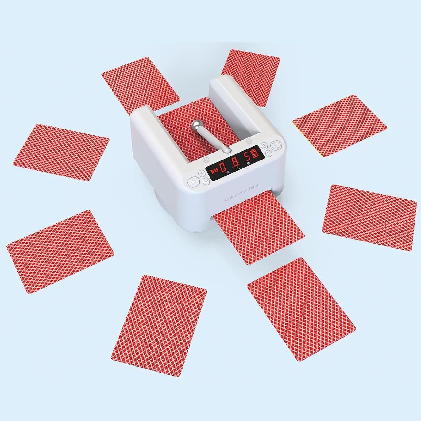 Automatic Poker Card Dealer Machine, 360° Rotating Electric Card Dealer Robot Poker Machine with LED Display Screen, Touch Sensitive Setting, for 2-8 People Game, Not Shuffle Function