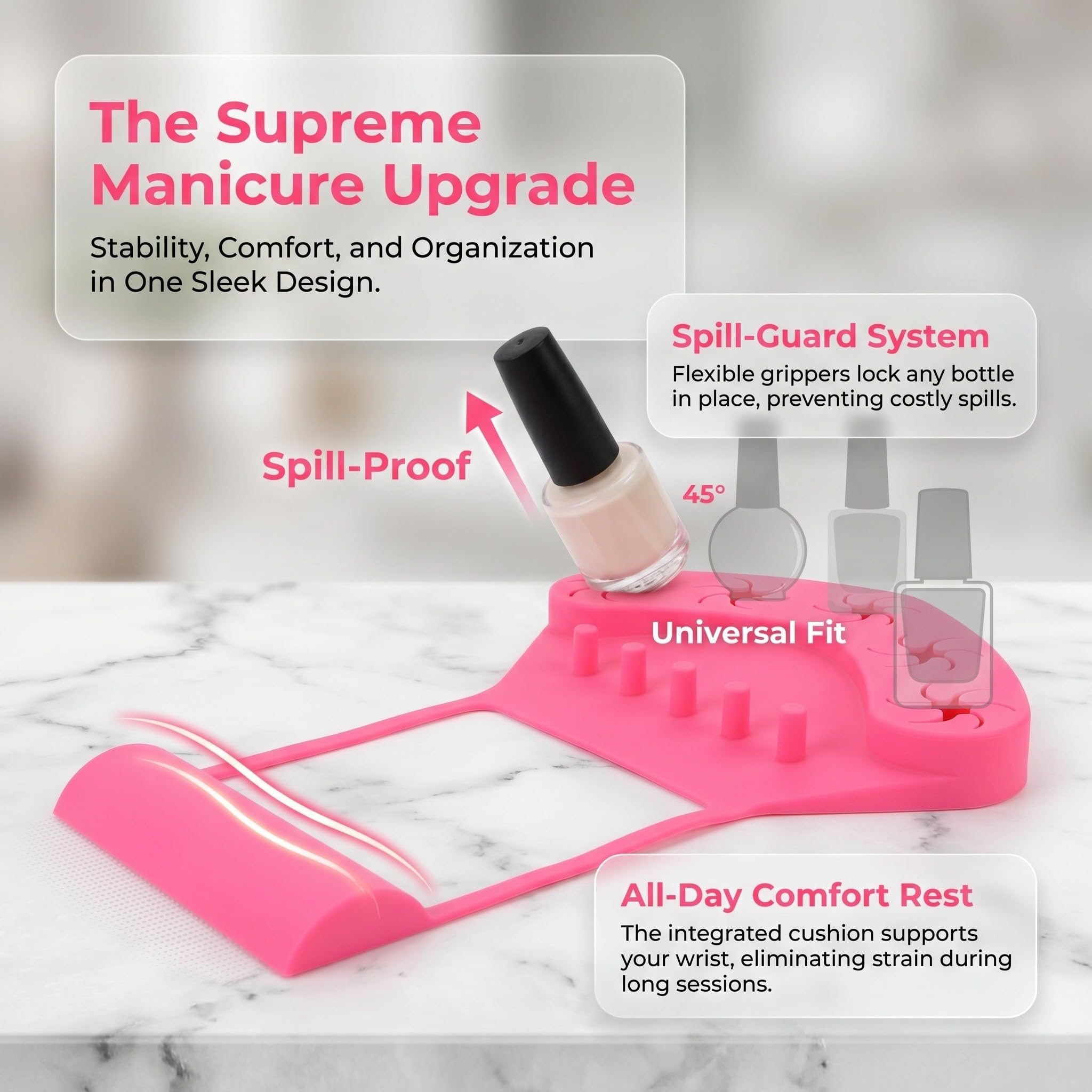 Soporte para Esmalte de Uñas de Silicona con Apoyo de Mano
