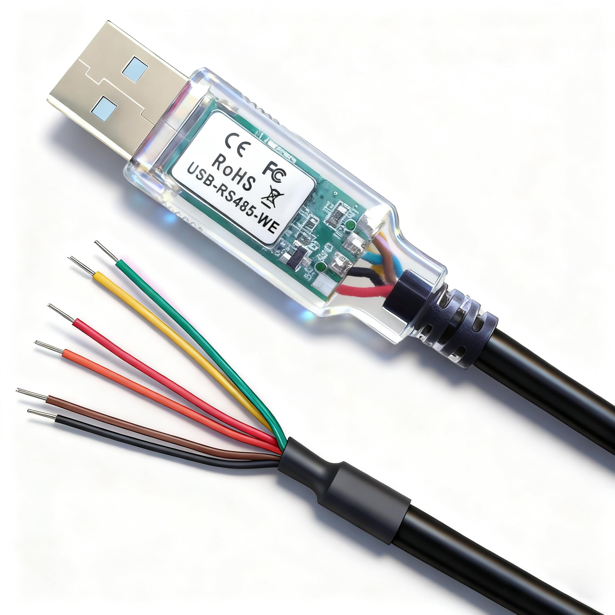 USB to RS485-WE Serial Cable, RS485-WE-1800-BT UART Serial Converter Cable,USB-RS485-WE Wire End,FT232 Chipset, 6 Way,1.8m/6ft