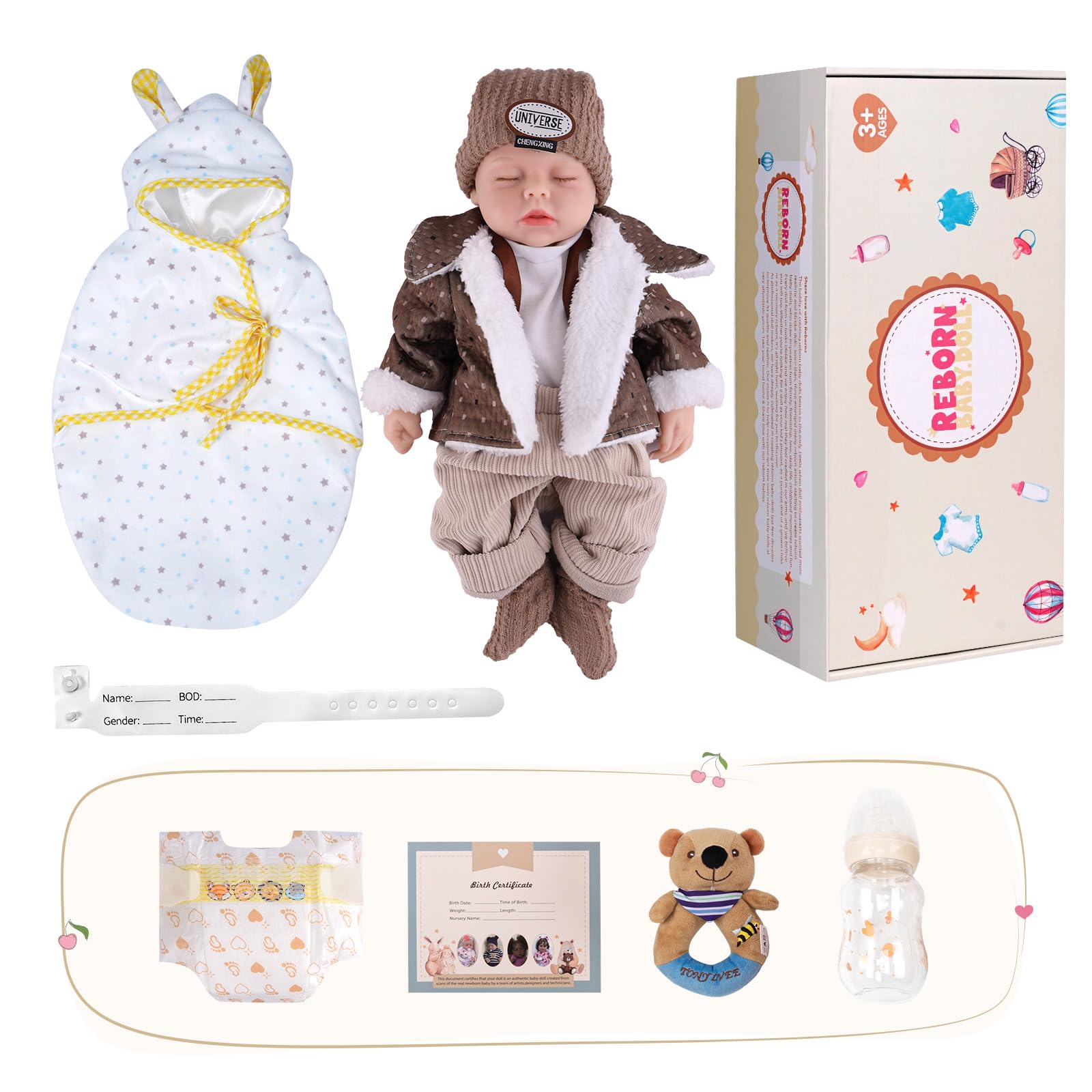 JIZHI Bambole Reborn Bambino 40cm Corpo in Silicone Realistico Bambole