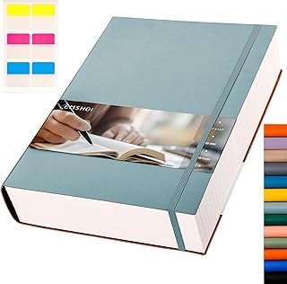 EMSHOI A4 Notebook Lined Journal - 400 Pages 100gsm Thick Notepad, Extra Large Softcover Vegan Leather Composition Notebook for Women Men Work School Office Writing, 21.5 x 27.9cm, GrayBlue