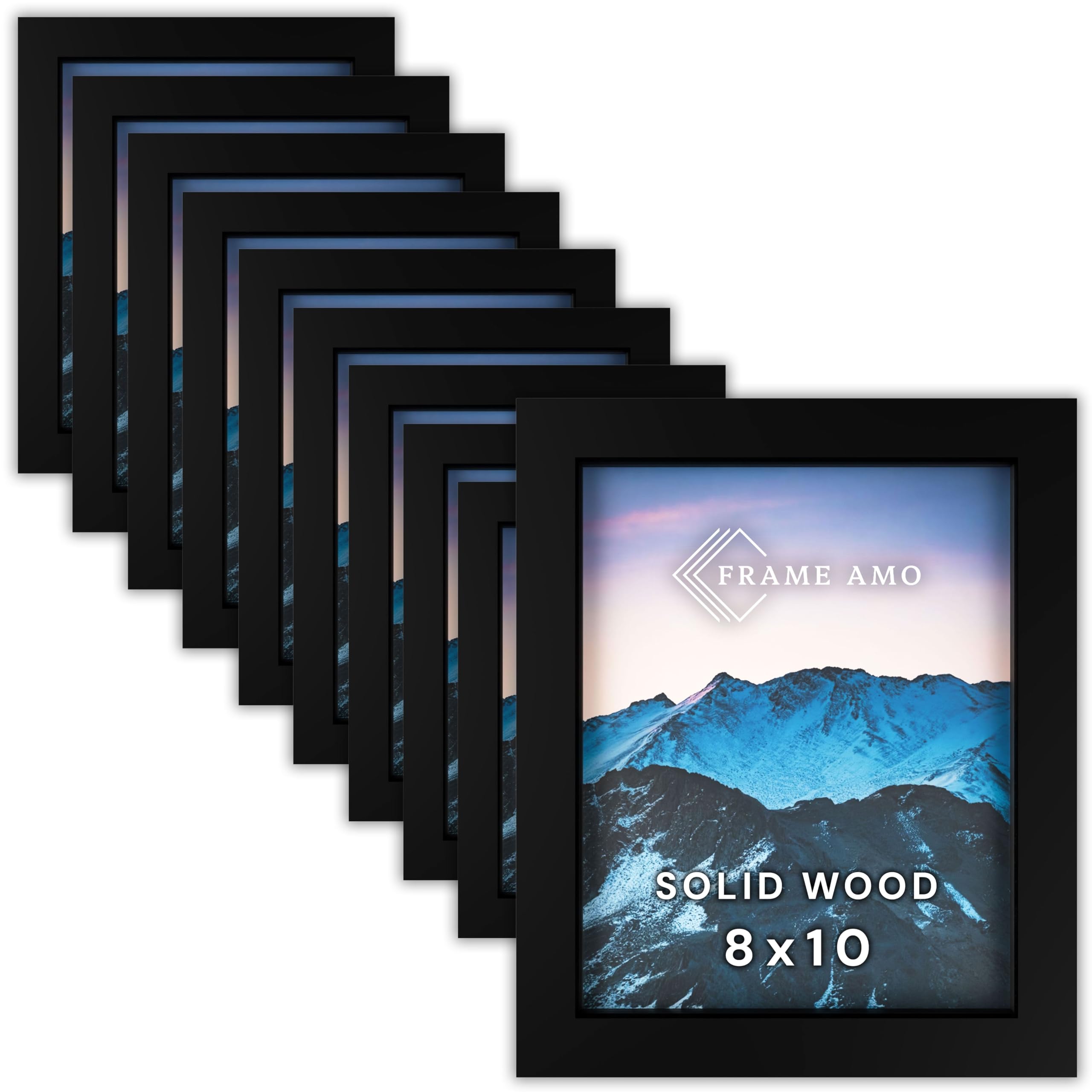 Frame Amo Pack of 10, 8x10 Black Picture Frames, for Wall or Tabletop 8x10 10