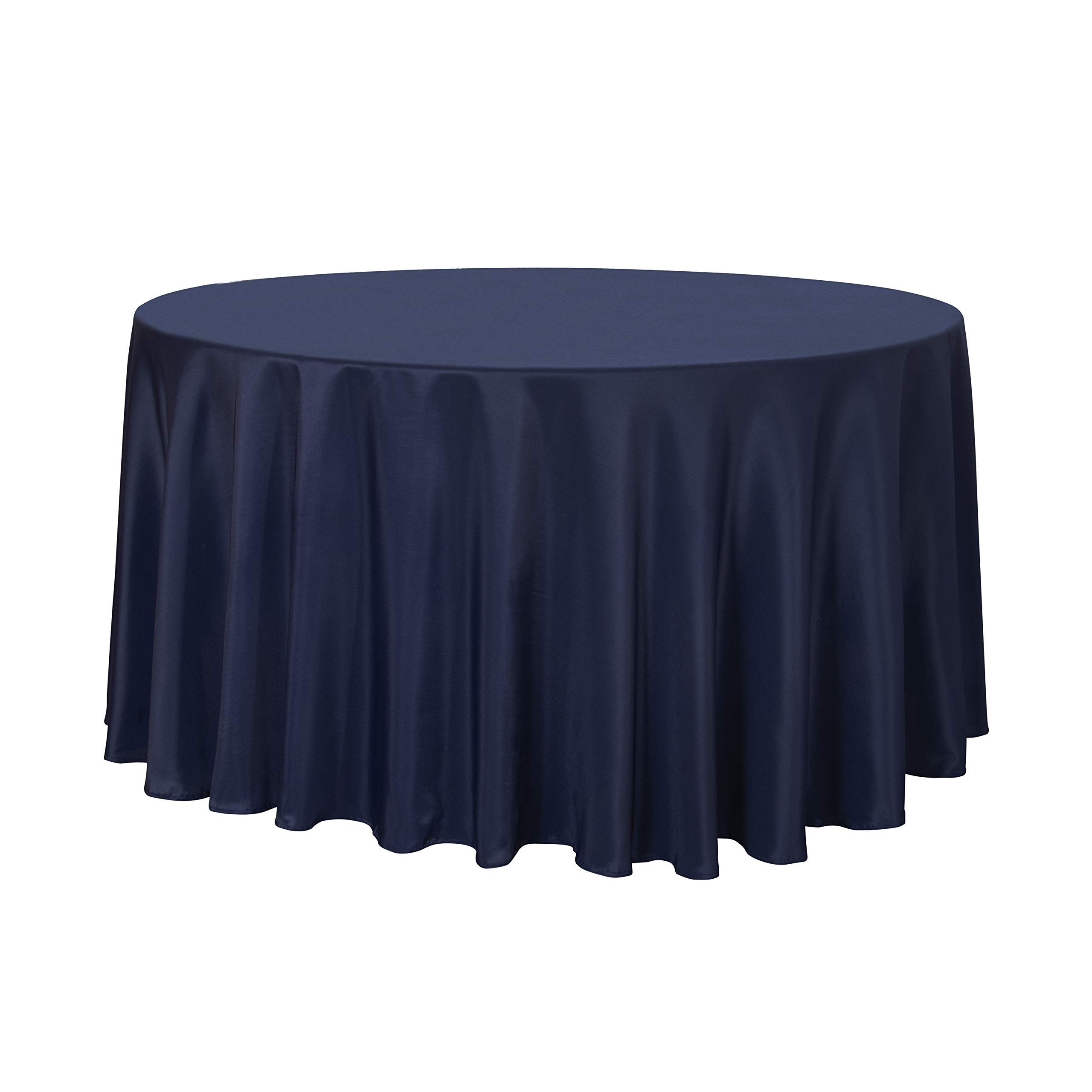 sancua Round Tablecloth - 108 Inch - Water Resistant Spill Proof Washable Polyester Table Cloth Decorative Fabric Table Cover for Dining Table, Buffet Parties and Camping, Navy