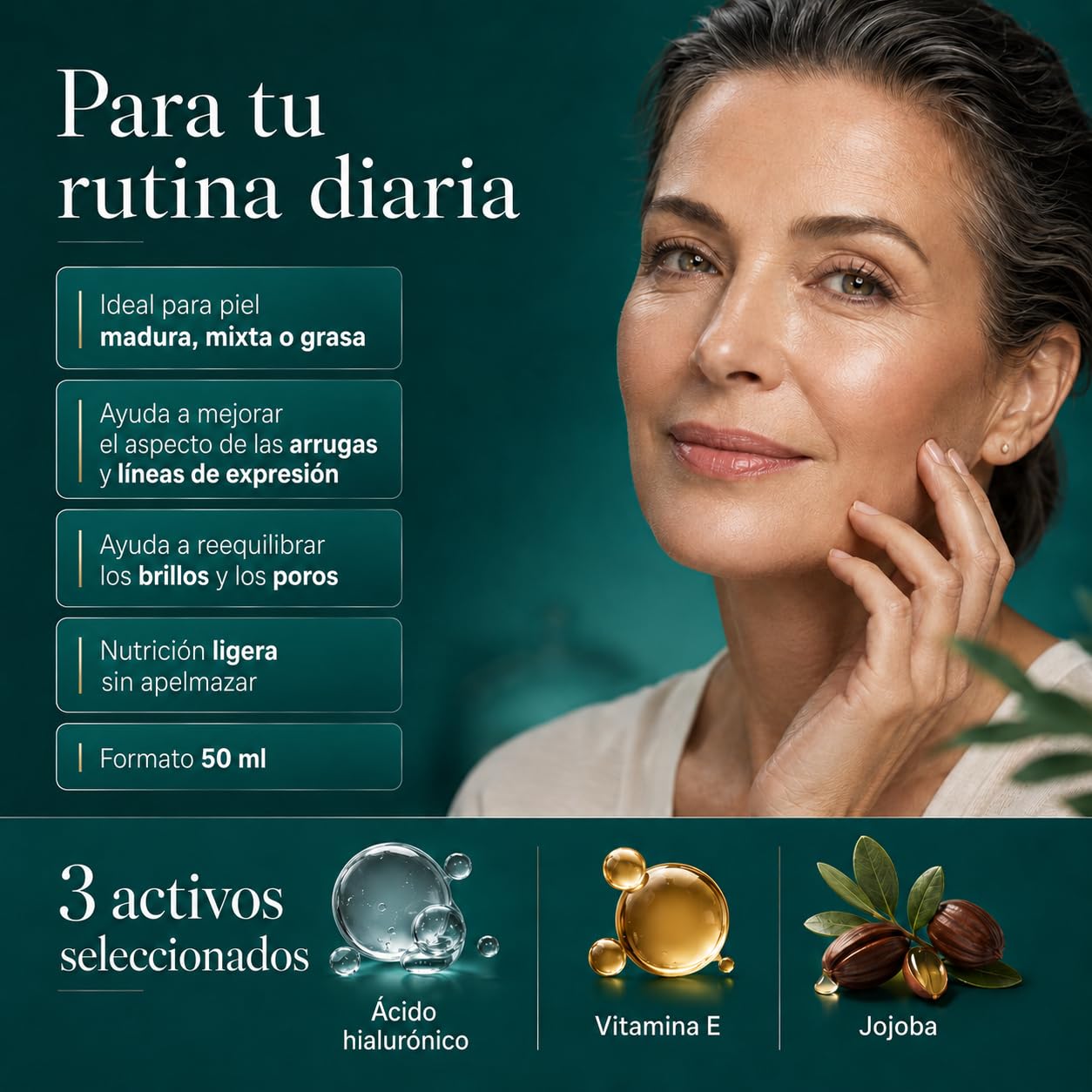 Linfa Cosmetics Age Purify H24 Crema facial antiedad, crema purificadora hidratante con ácido hialurónico, vitamina E, jojoba, albaricoque y salvia para pieles mixtas maduras y grasas, 50 ml
