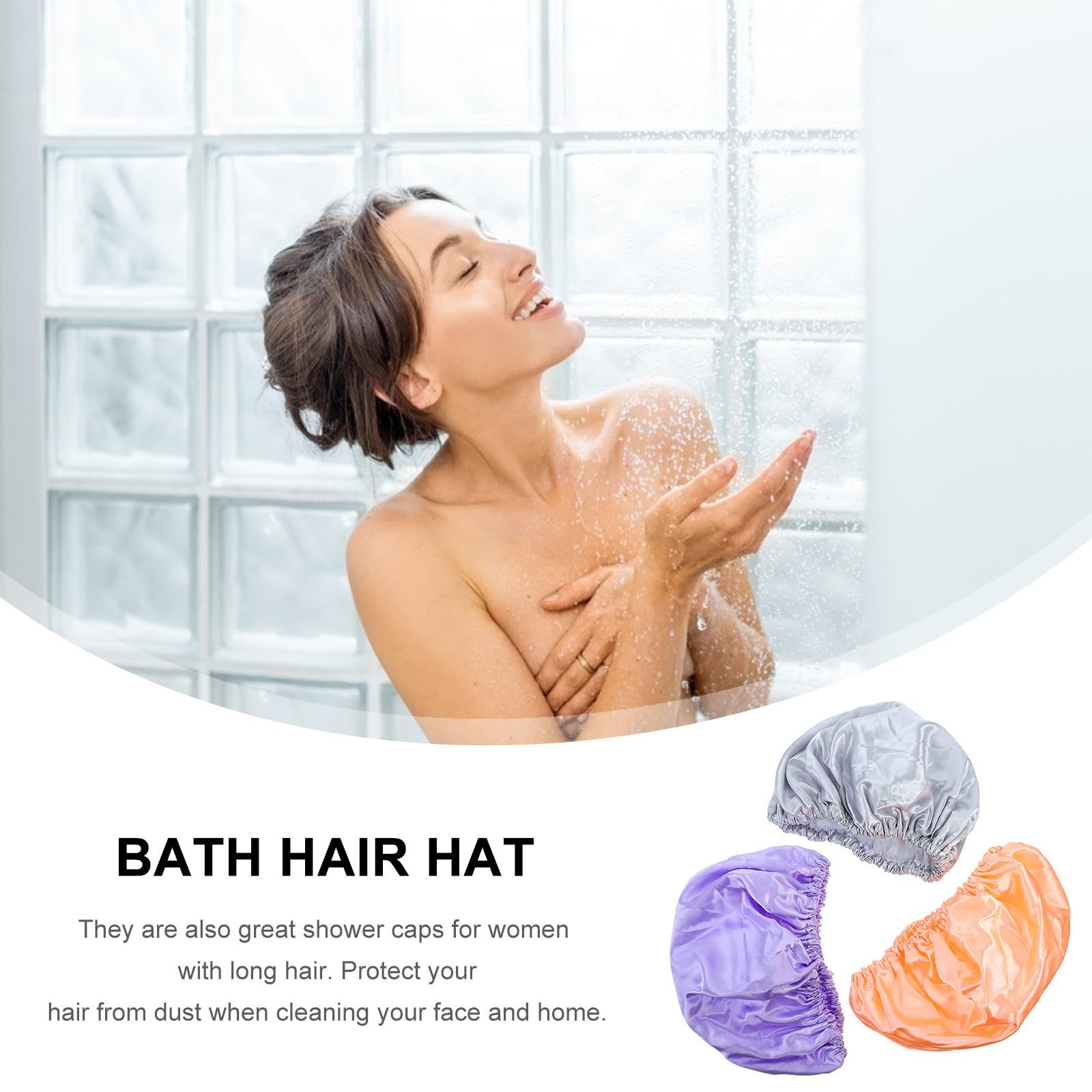 Veemoon 3 piezas Gorro Ducha Doble para Mujer Reutilizables Colores Pastel Protección contra Humedad para Baño y Maquillaje