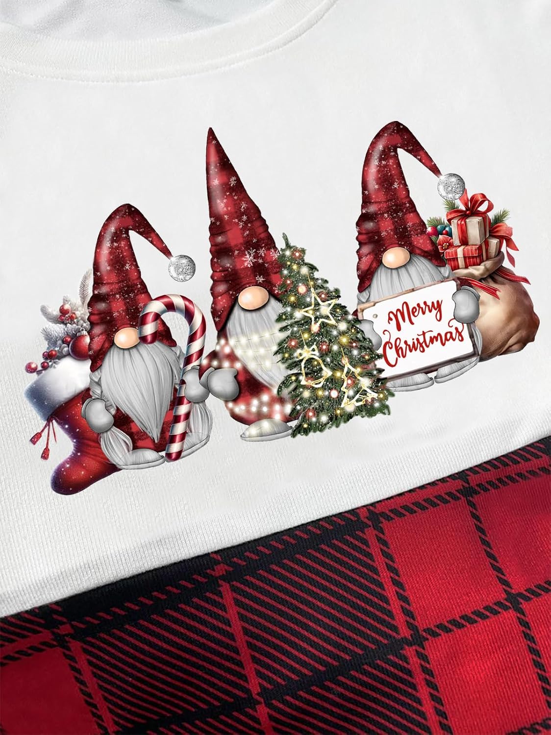 Womens Christmas Dress Long Sleeve Oversized Casual Plaid Sweatshirt Dress with Pockets - Image 7