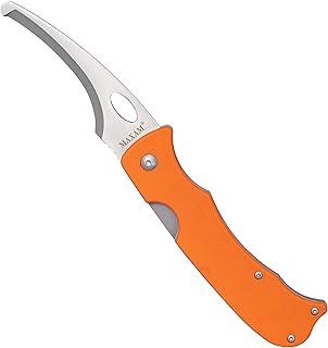 Maxam Folding Hunting Knife - Stainless Steel Hawkbill Blade for Skinning, Gutting - G10 Handle, Pocket Clip, Frame Lock - Maxam