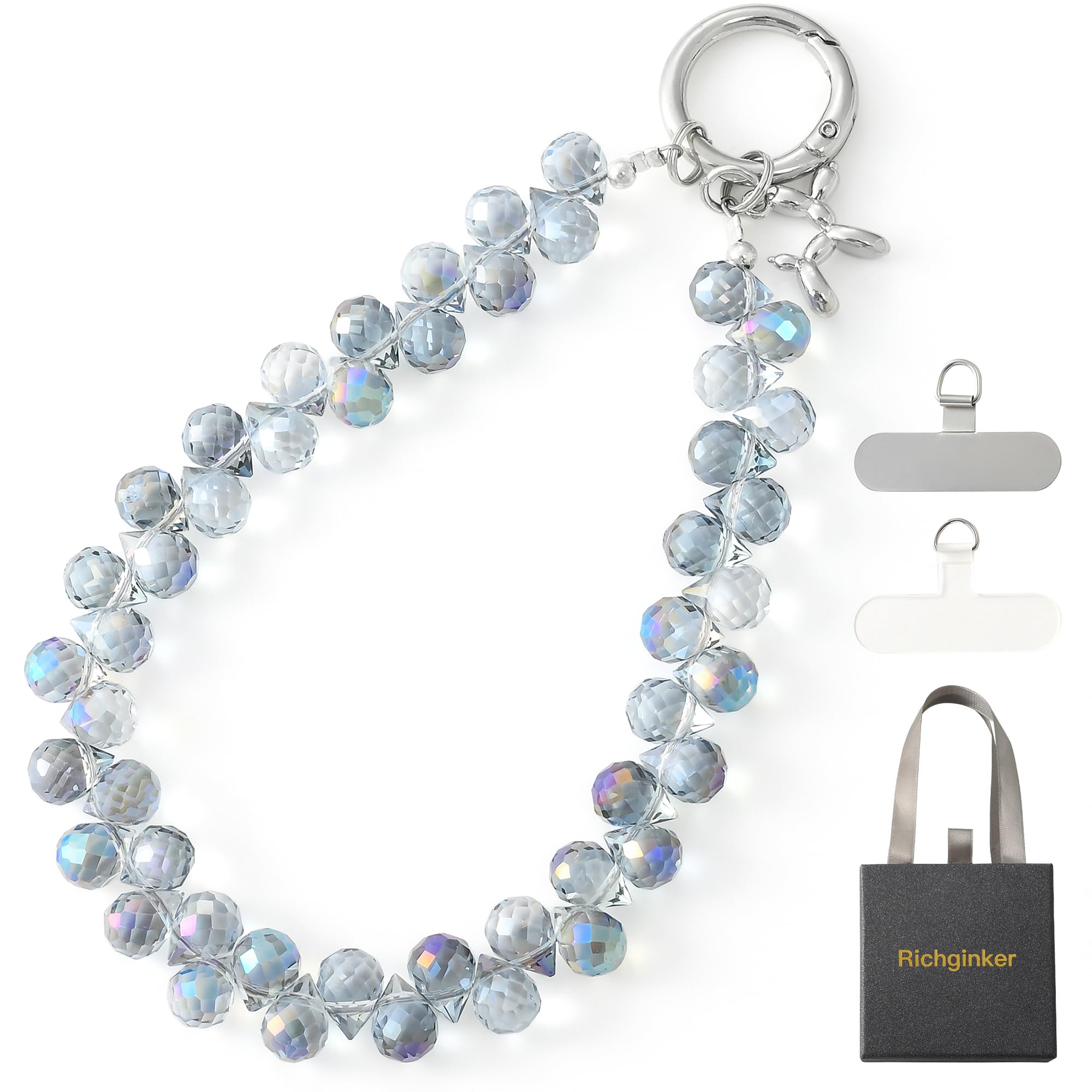 スマホアクセサリー rainleo Amazon.com: richginker Crystal Phone Wrist Strap Phone Charm Chain