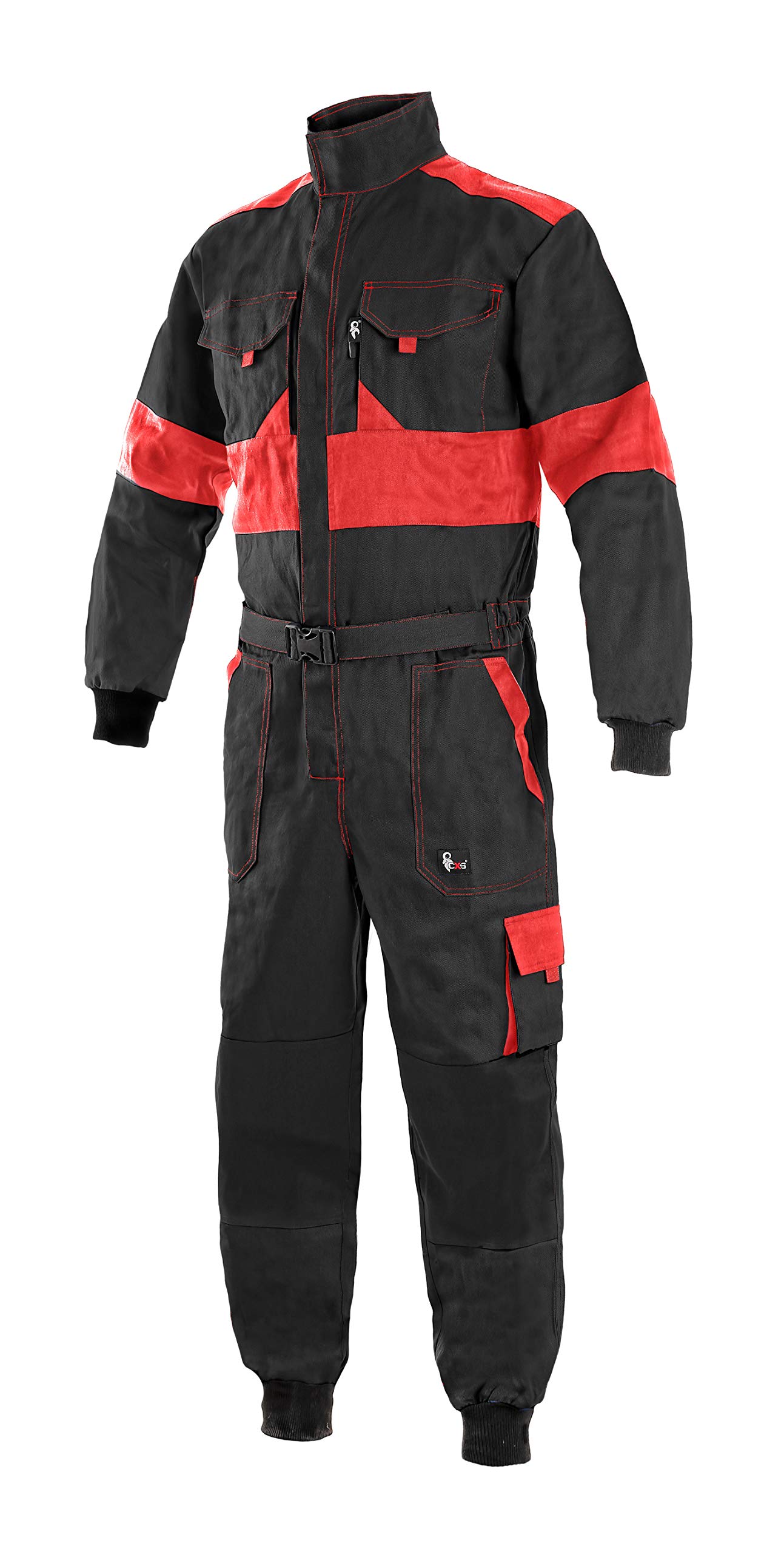 LUXY Canis CXS Robert Combinaison de travail pour homme avec fermeture éclair Combinaison une pièce pour peintre en coton Jardinier Rallye Combiné Mécanicien Poches Vêtements de protection Noir avec