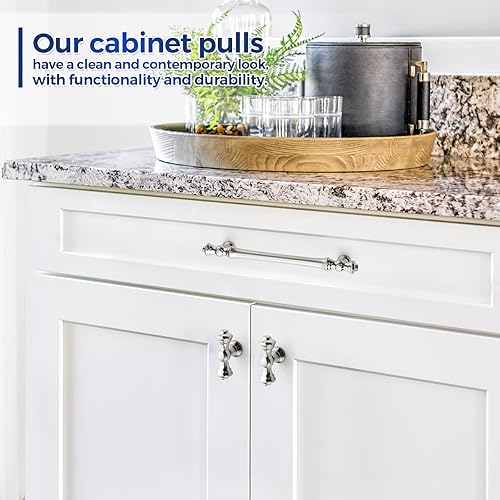 Miniatura 6 de JOY DECOR Paquete de 10 manijas de gabinete de cocina de níquel satinado cepillado de 5 pulgadas, tiradores de gabinete de cocina de zinc,