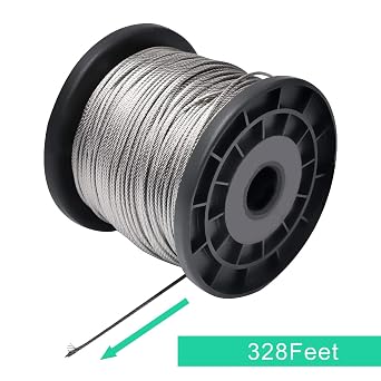 Wire Rope, 1/16 Steel Wire, Stainless Steel 304 Cable, 328FT/100M Length