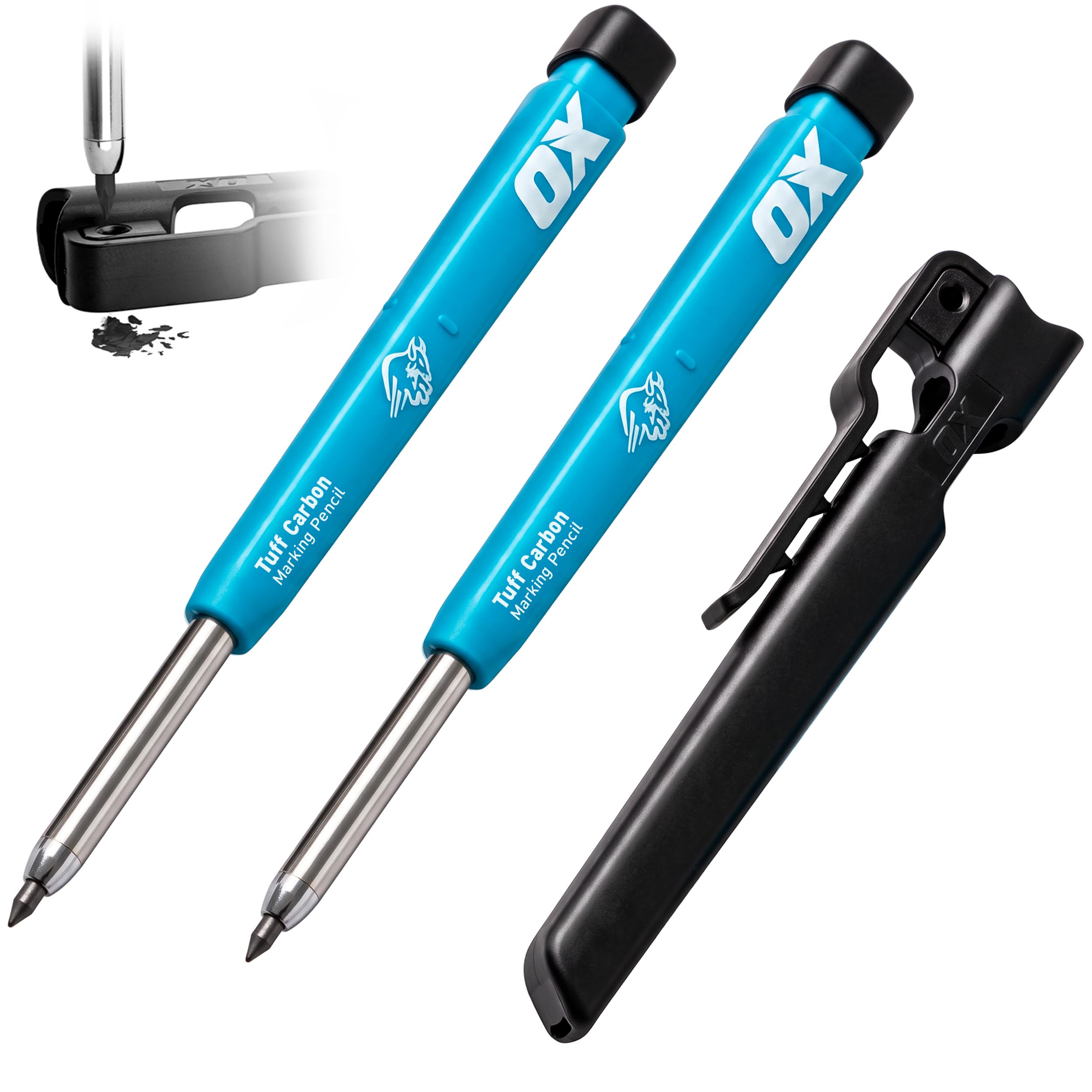 OX 2x Carpenter Pencil Set - Mechanical Construction Pencil, Sharpener