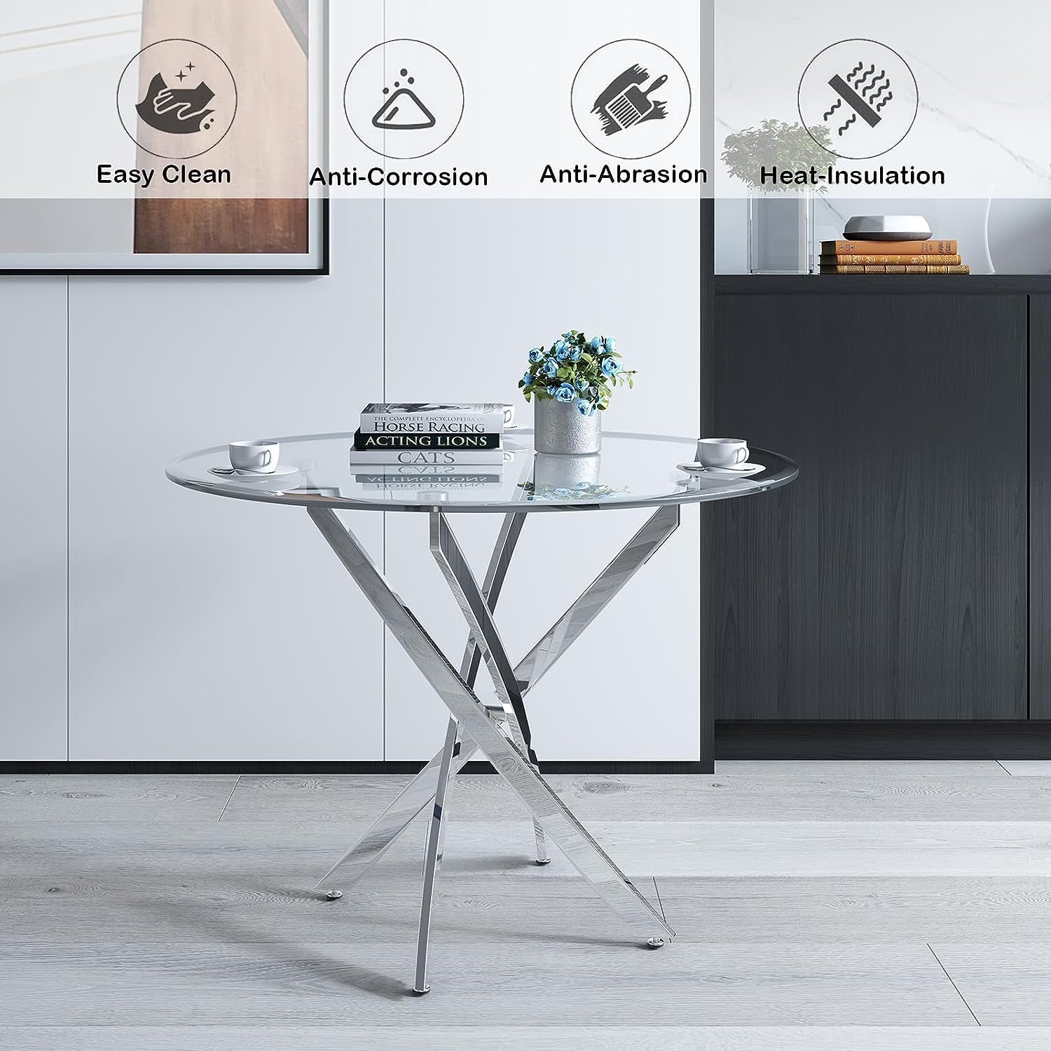 Pvillez 36 Glass Top Dining Table Pvillez Round Dining Table For