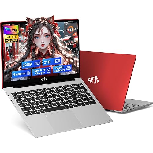 NIMO 15.6" IPS FHD-Gaming-Laptop, 6 Cores AMD Ryzen 5 6600H 32GB DDR5 RAM 2TB SSD (Beat i7-1165G7 up to 4.5GHz) 660M 6nm GPU-Computer with 100W Type-C Backlit Keyboard, Fingerprint