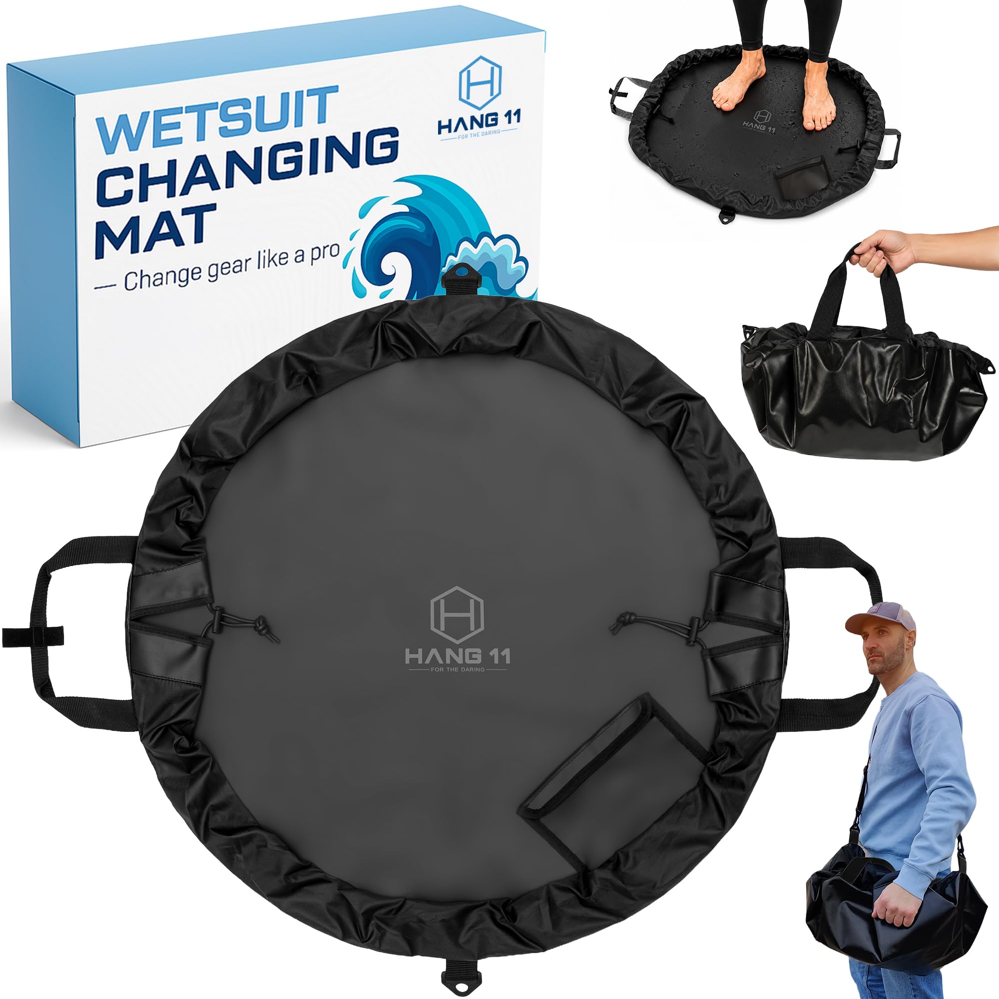 Hang 11 Sac à Langer pour Combinaison de plongée – Matelas à Langer avec bandoulière – Sac imperméable pour Garder Votre Combinaison Humide et Votre Voiture Propres